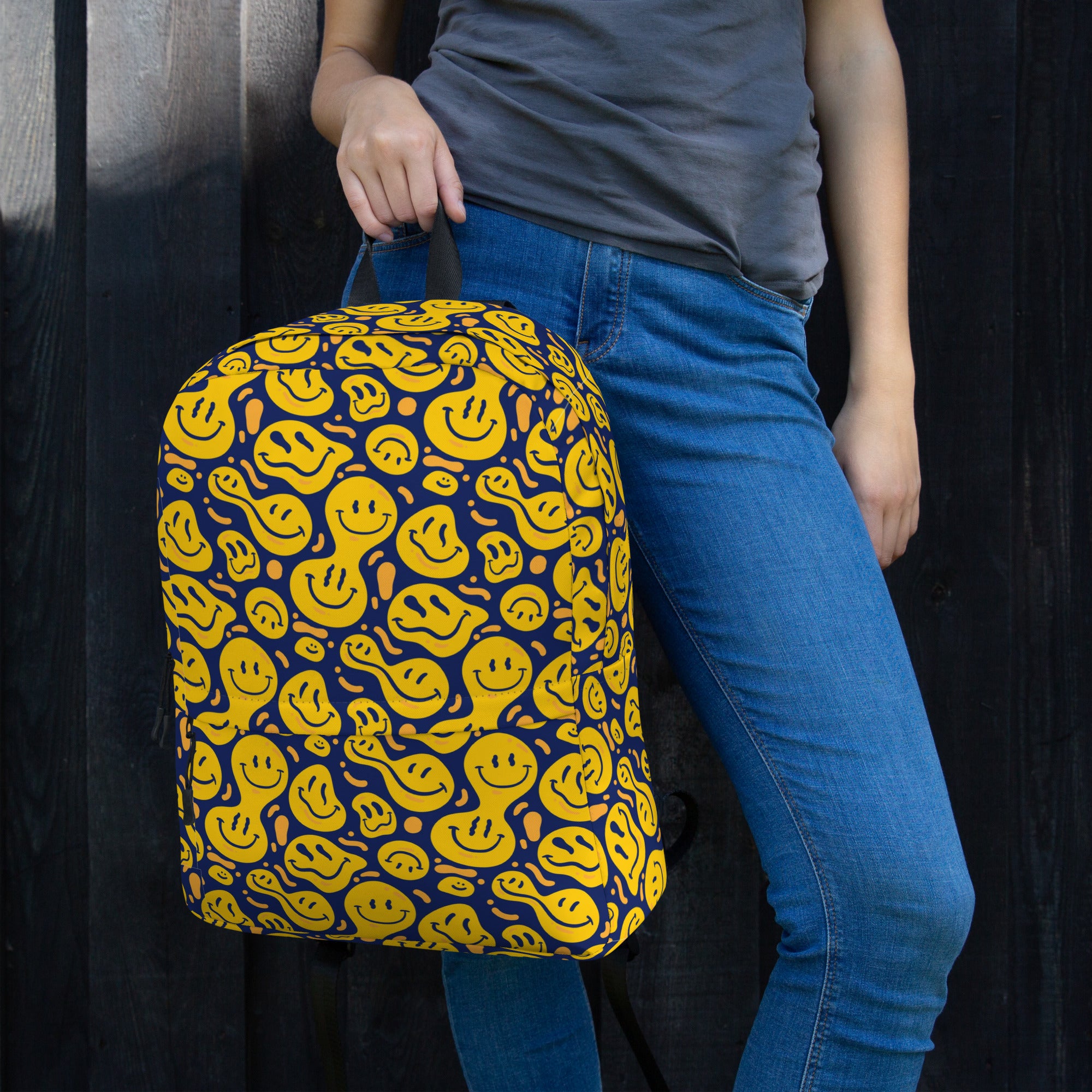 Original Yellow Drippy Smiley Face Backpack