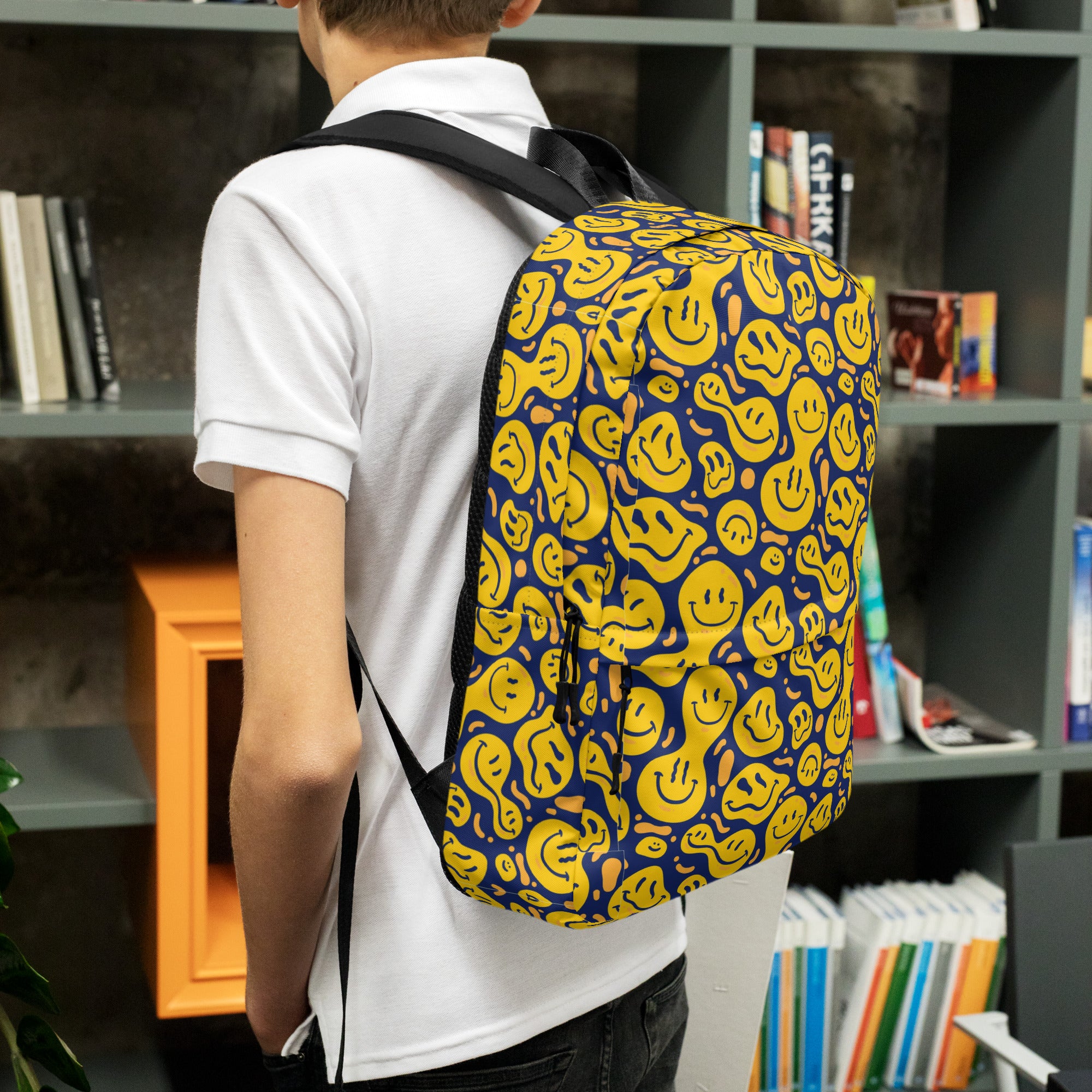 Original Yellow Drippy Smiley Face Backpack