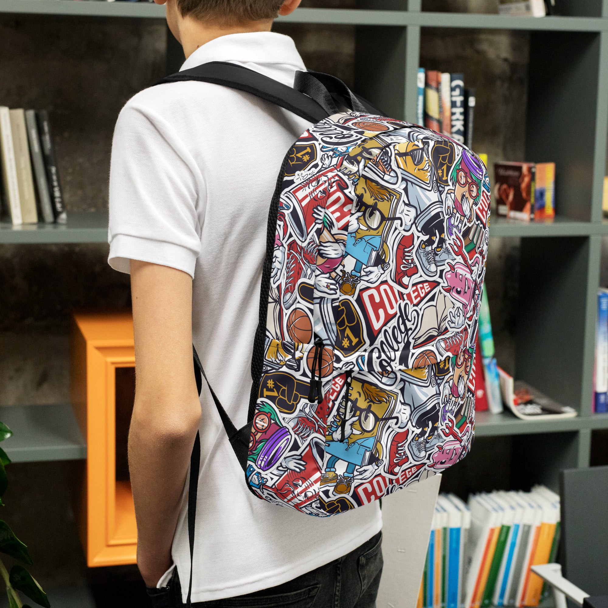 Funny Pop Graffiti Art Stickers Pattern Skater Backpack