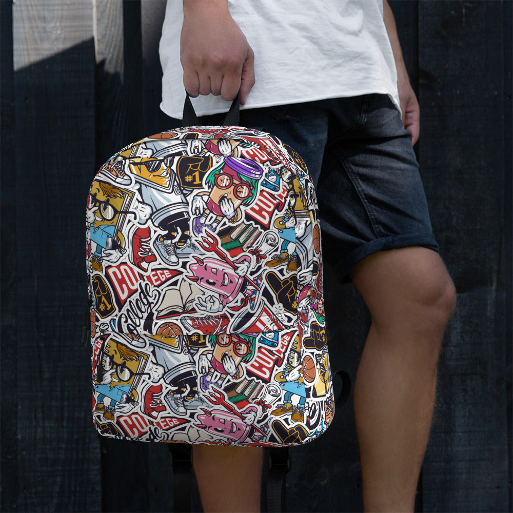 Funny Pop Graffiti Art Stickers Pattern Skater Backpack