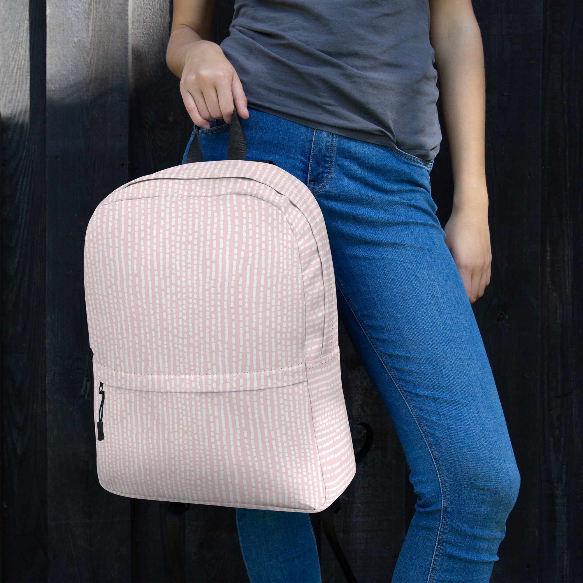 Cute Rose Pink Irregular Striped Print Backpack