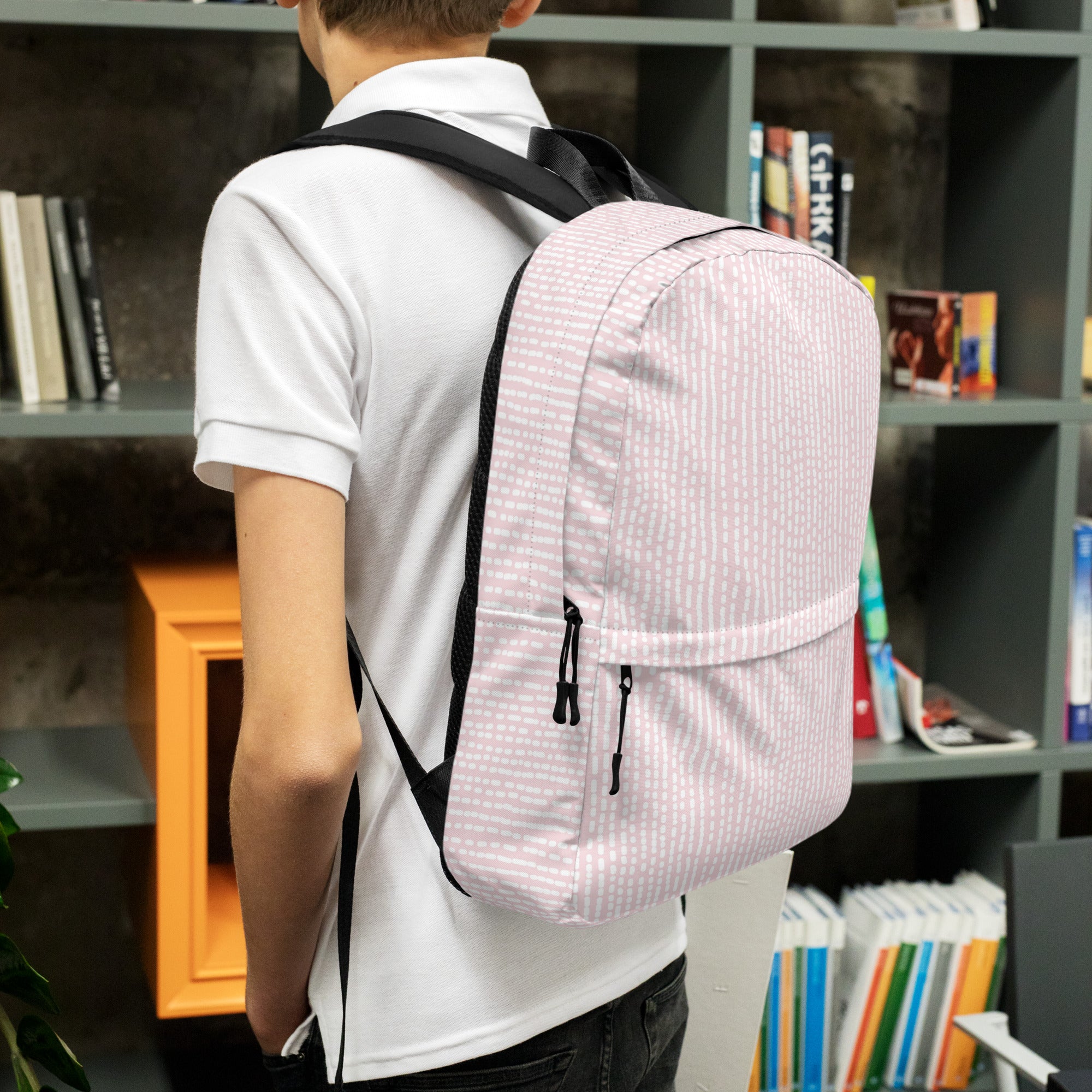 Cute Rose Pink Irregular Striped Print Backpack