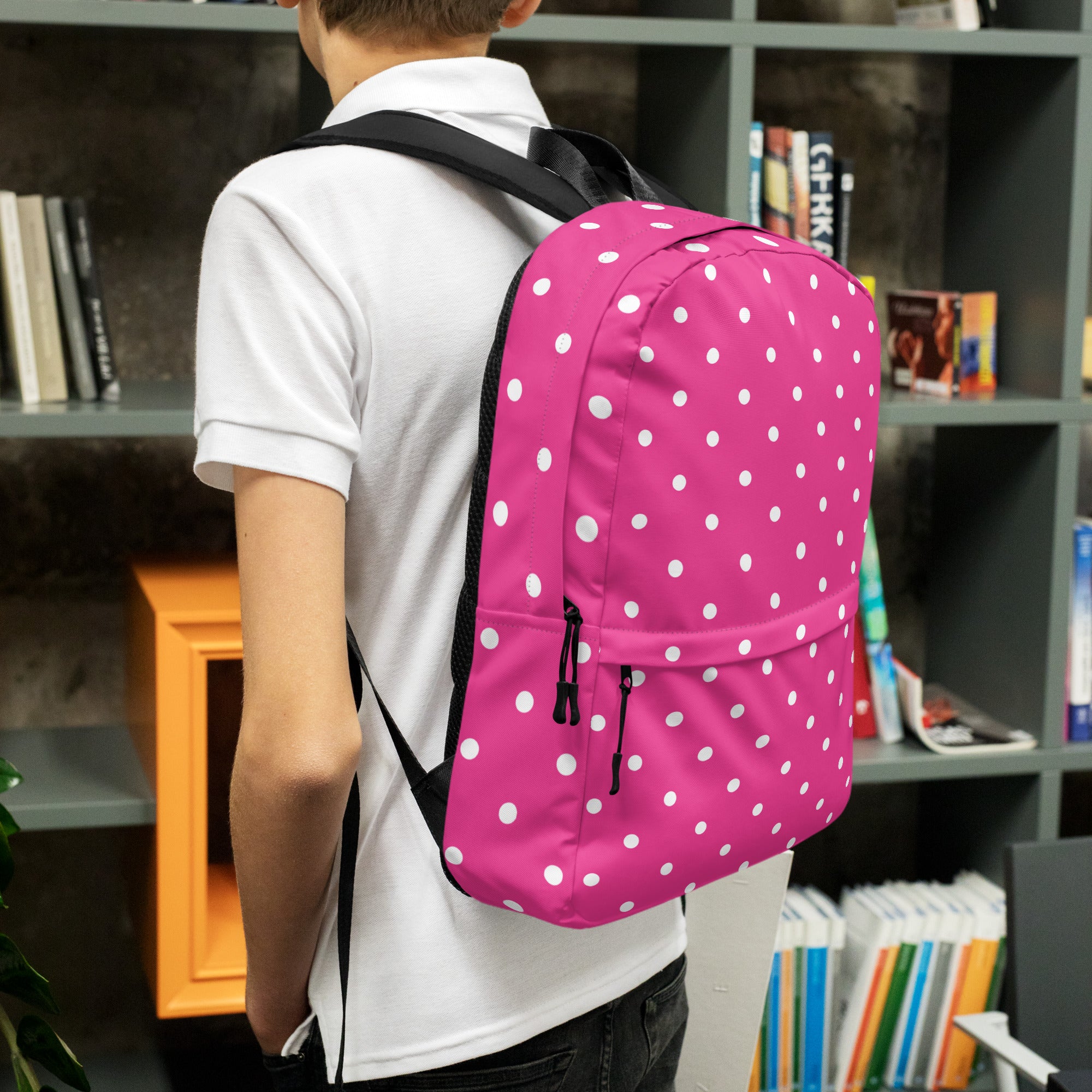 Vintage Preppy Style Pink Polka Dot Backpack