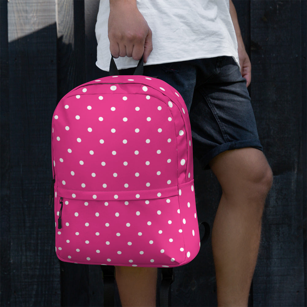 Vintage Preppy Style Pink Polka Dot Backpack