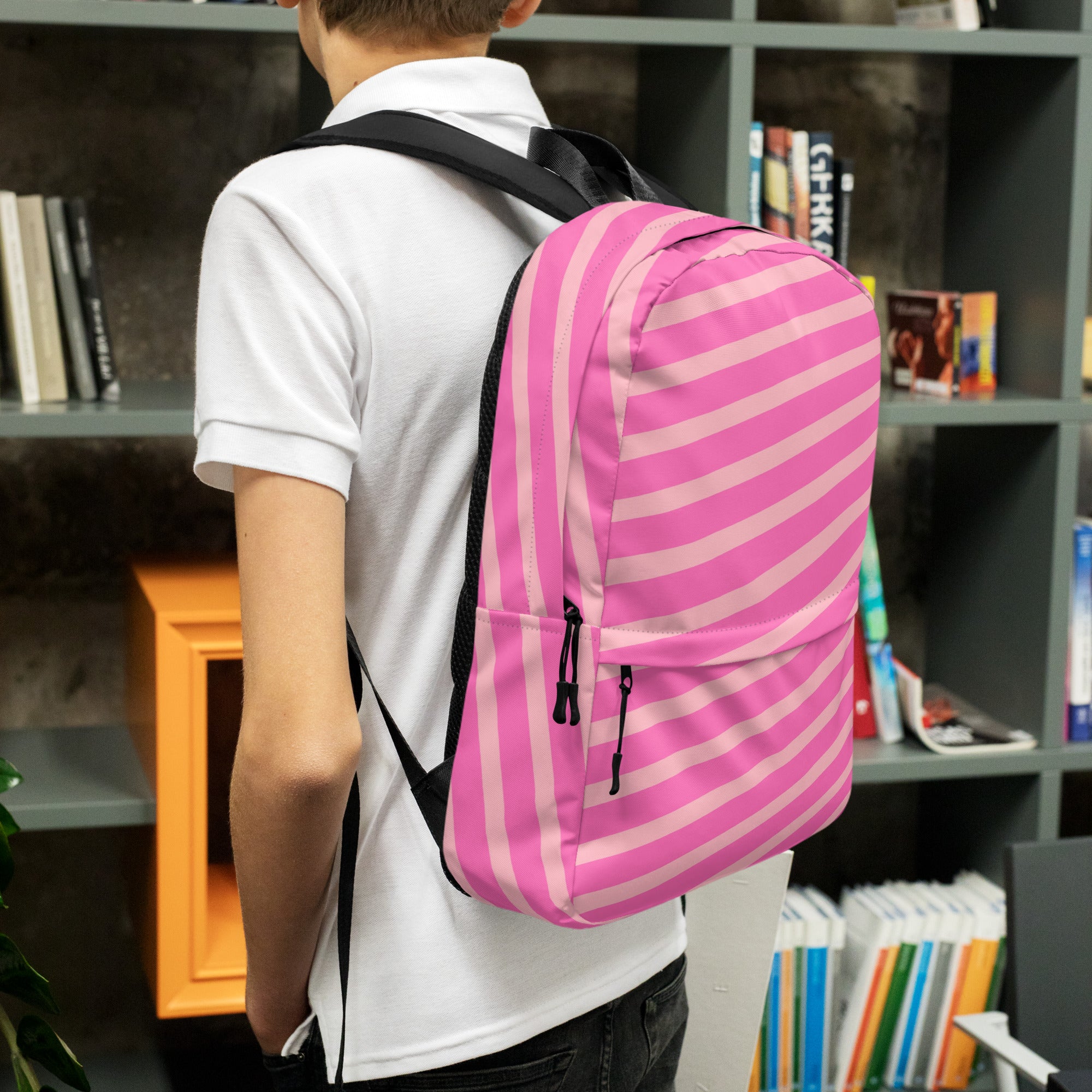 Pink Striped Preppy Aesthetic Backpack for Women