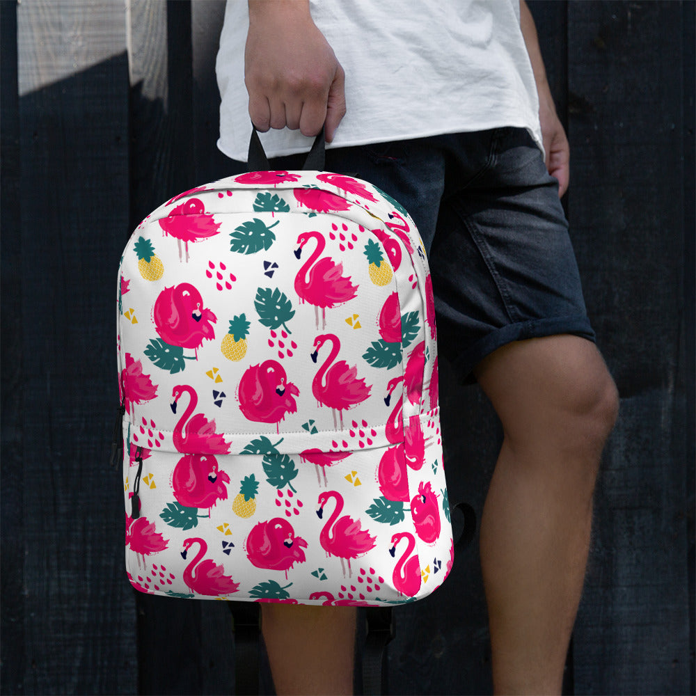 Preppy Pink Southern Flamingo Print Summer Beach Backpack