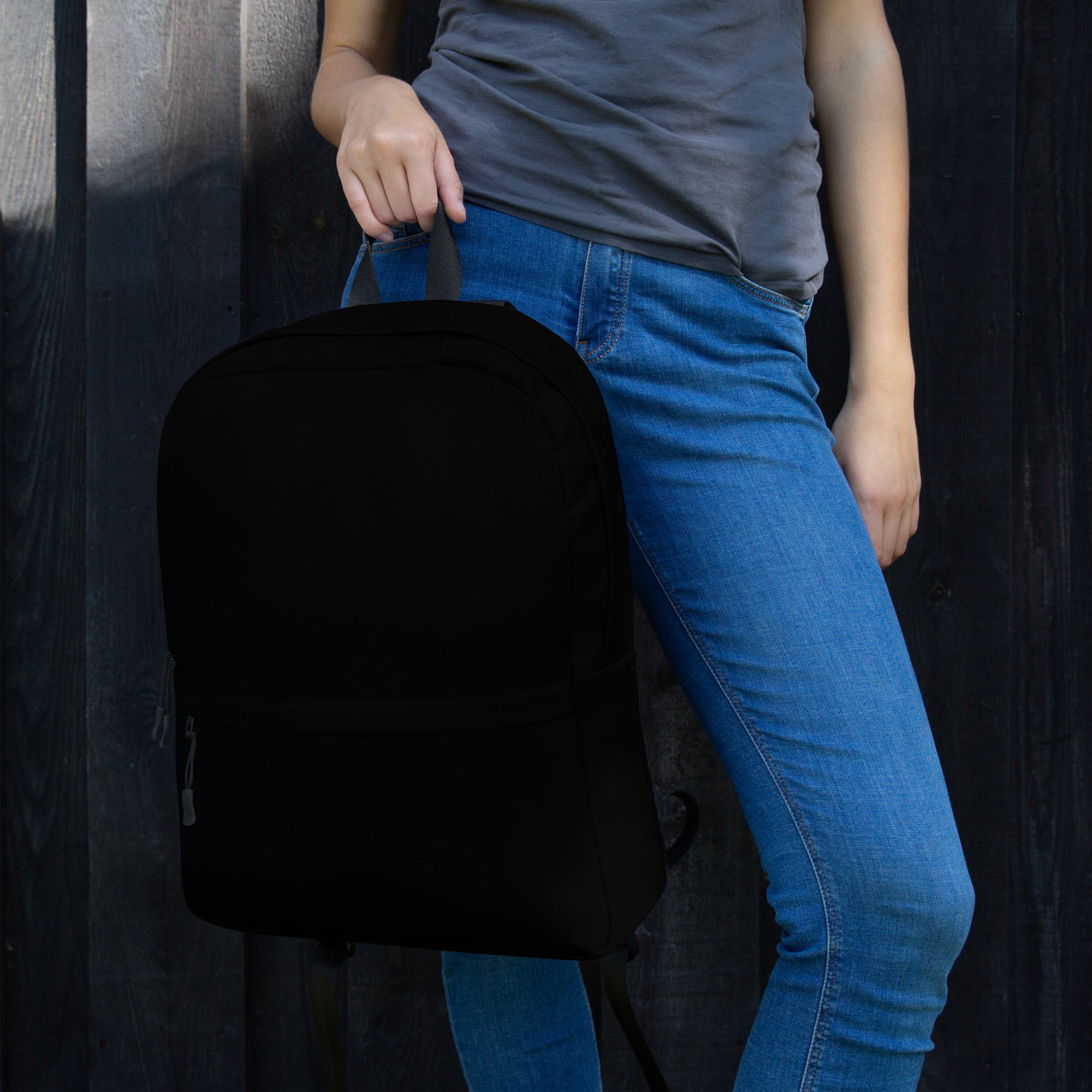 Plain Black Lightweight Laptop Backpack for Women