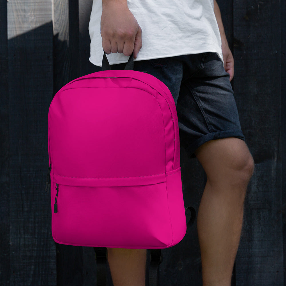 Preppy Shocking Pink Plain Waterproof Backpack for Women