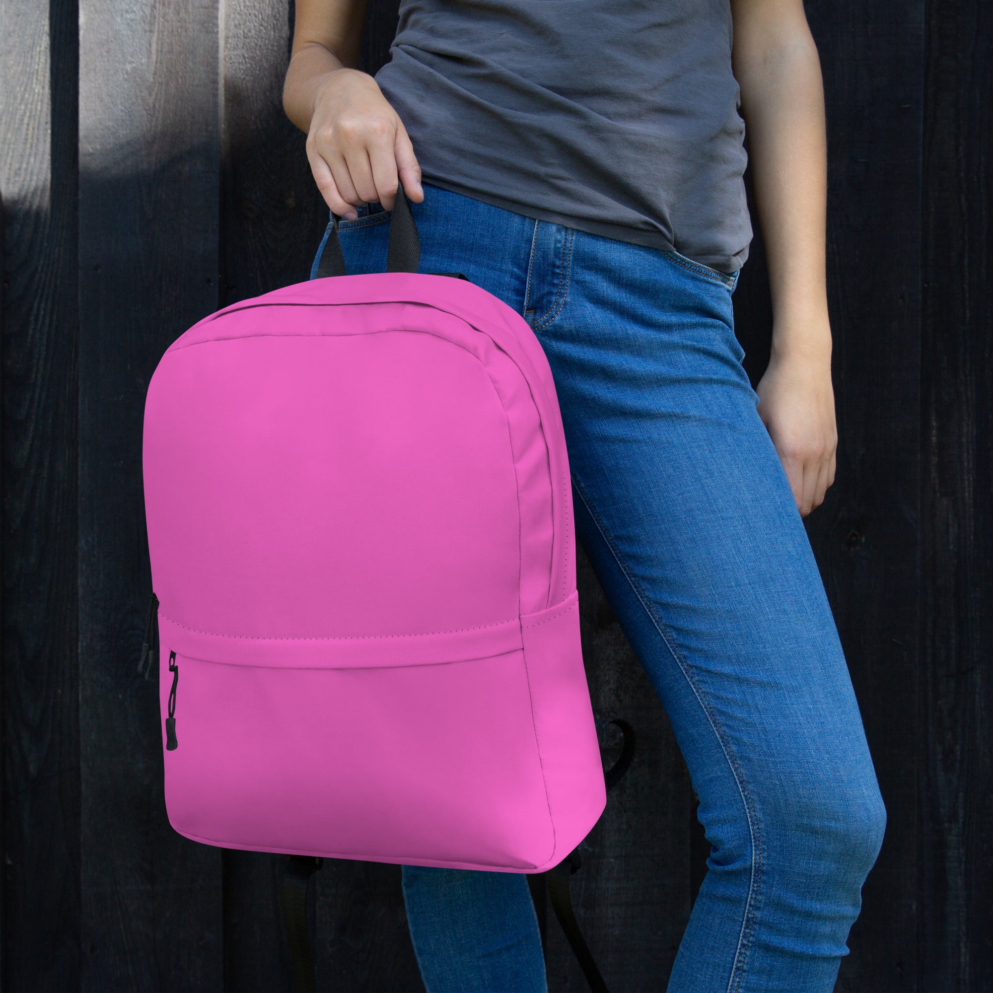 Plain Rose Pink Back to School Backpack for Women