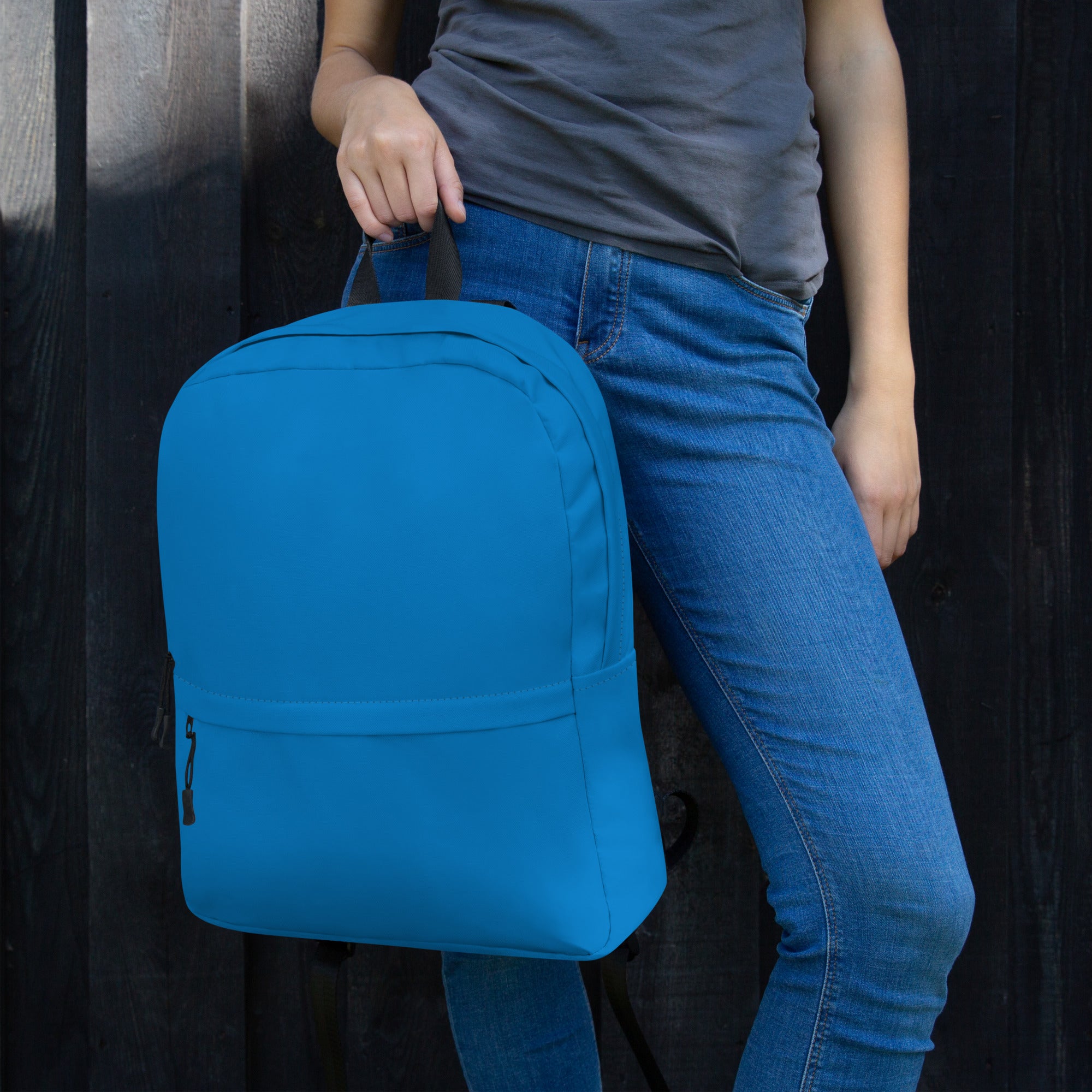 Plain Blue Medium Size Womens Backpack for Travel & School