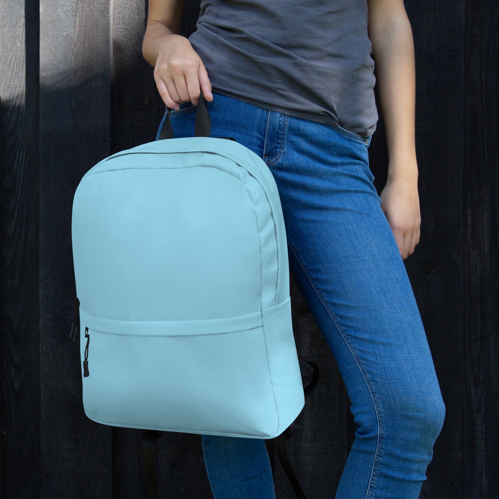 Preppy Light Baby Blue Medium Size Backpack for School & Travel