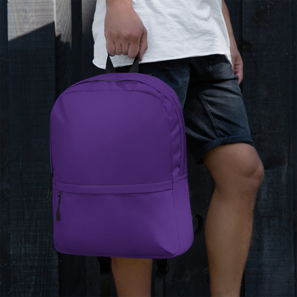 Preppy Plain Dark Plum Purple Color Medium Size Backpack