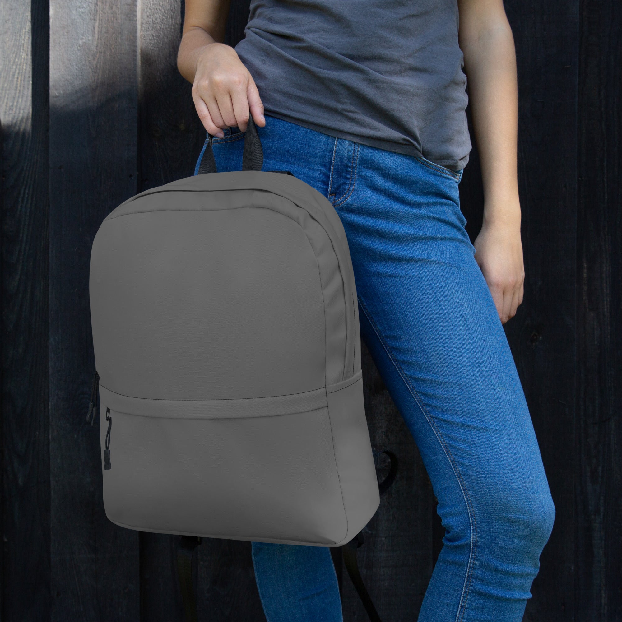 Minimal Plain Gray Color Lightweight Medium Size Backpack