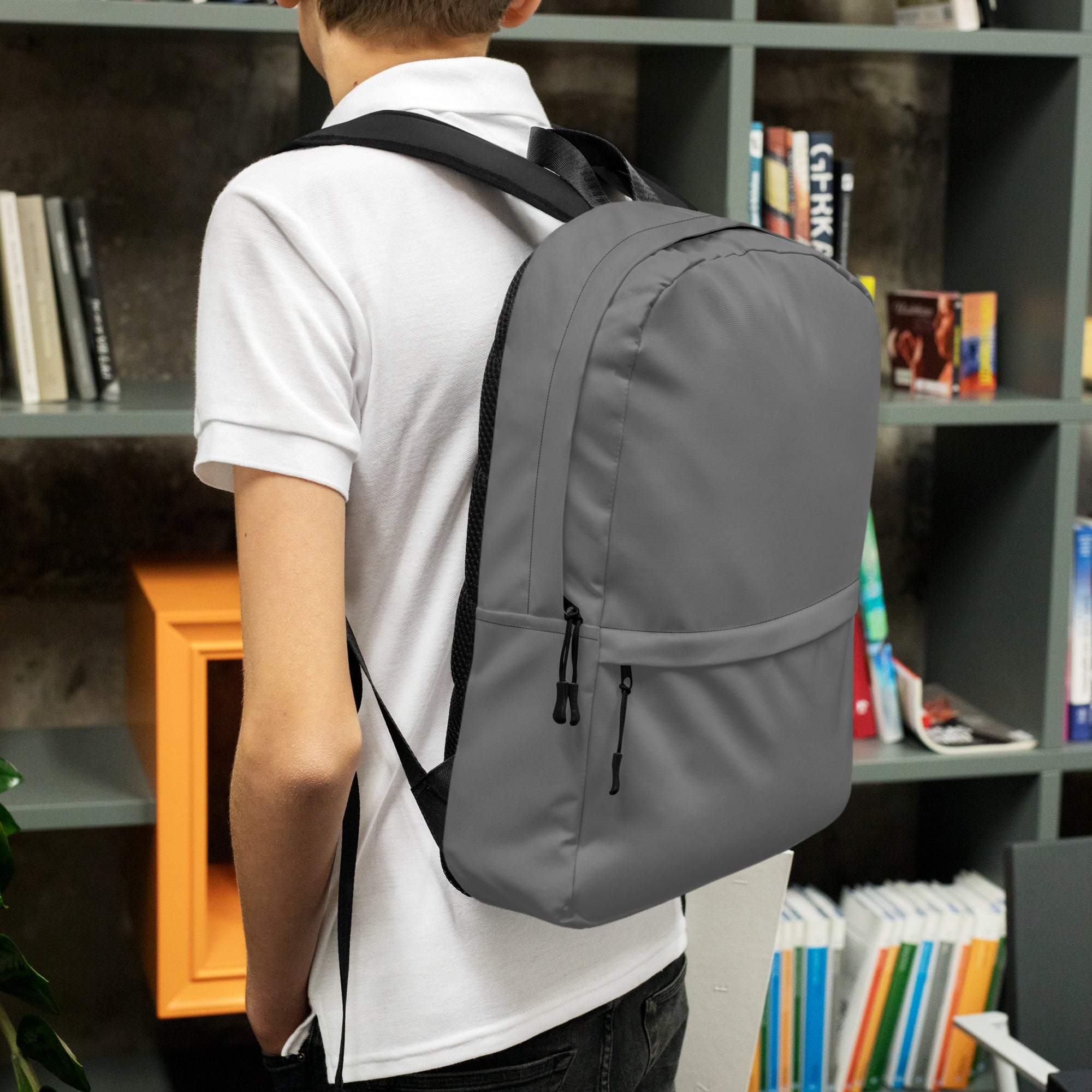 Minimal Plain Gray Color Lightweight Medium Size Backpack