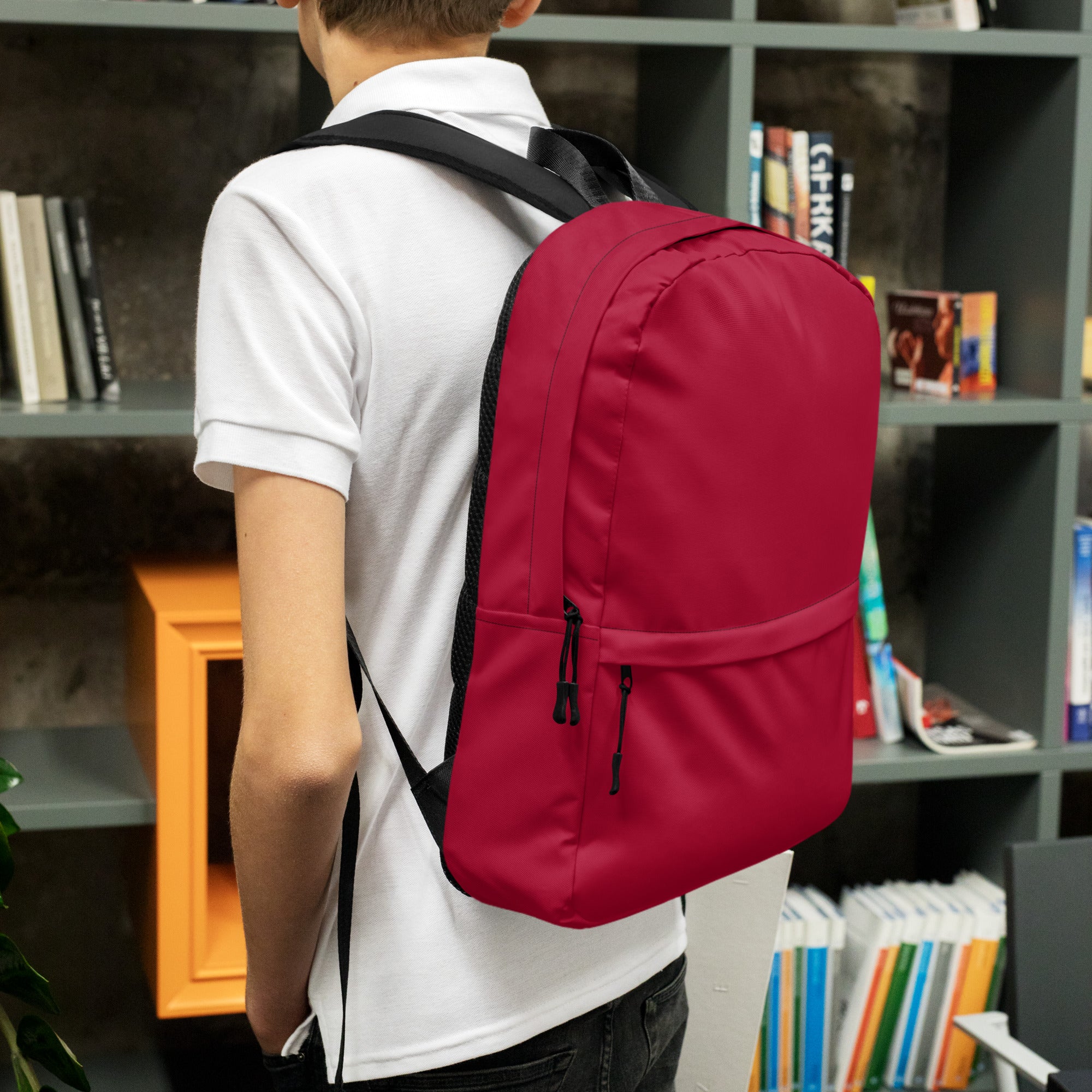 Fiery Red Medium Size Waterproof Backpack for School