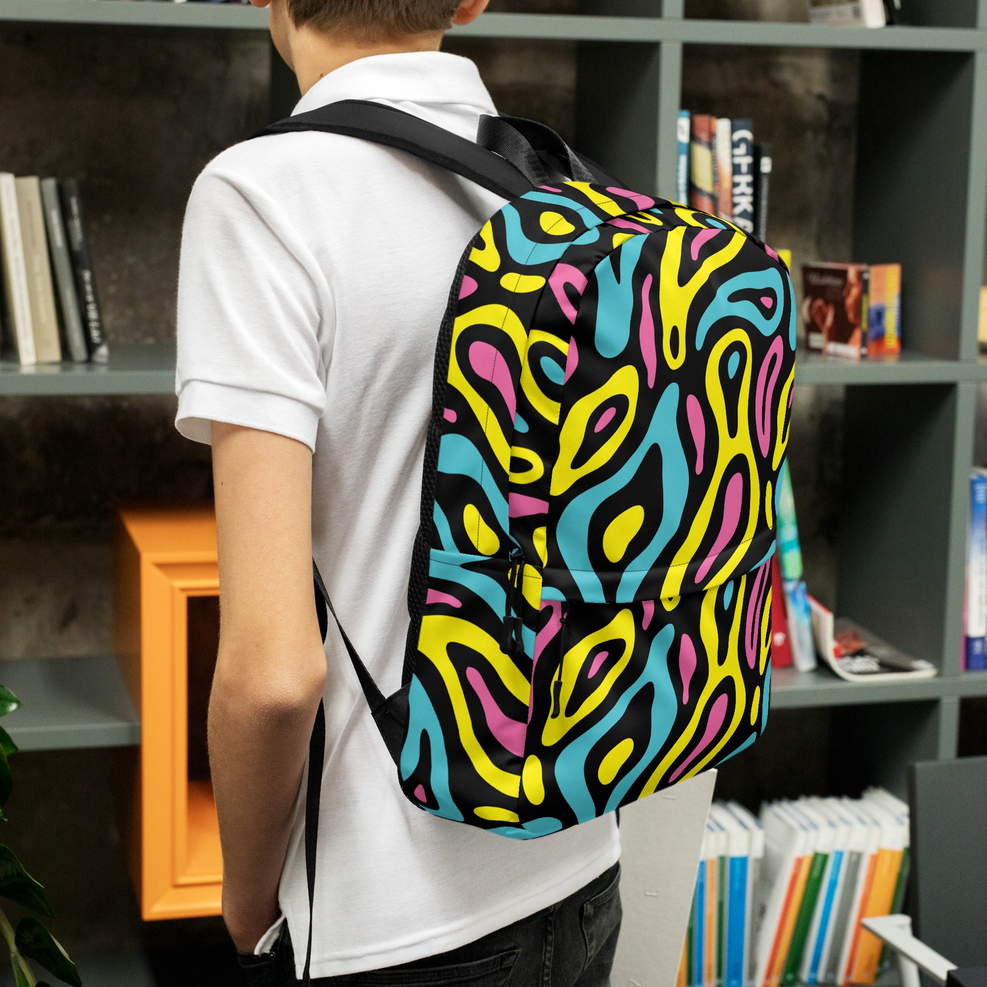 Colorful Neo Memphis Geometric Pattern Medium Size Backpack