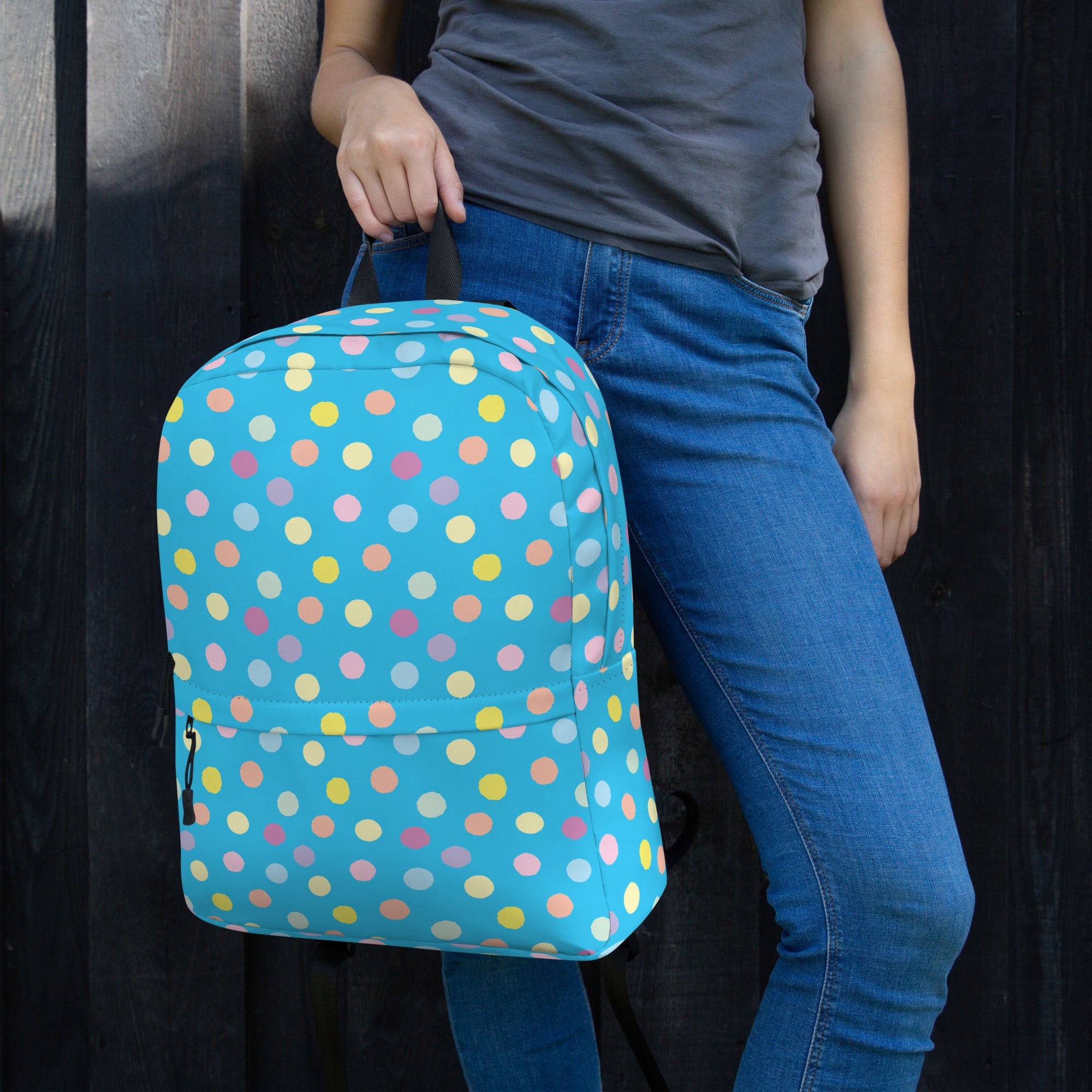 Cute Colorful Polka Dot Preppy Blue School Backpack