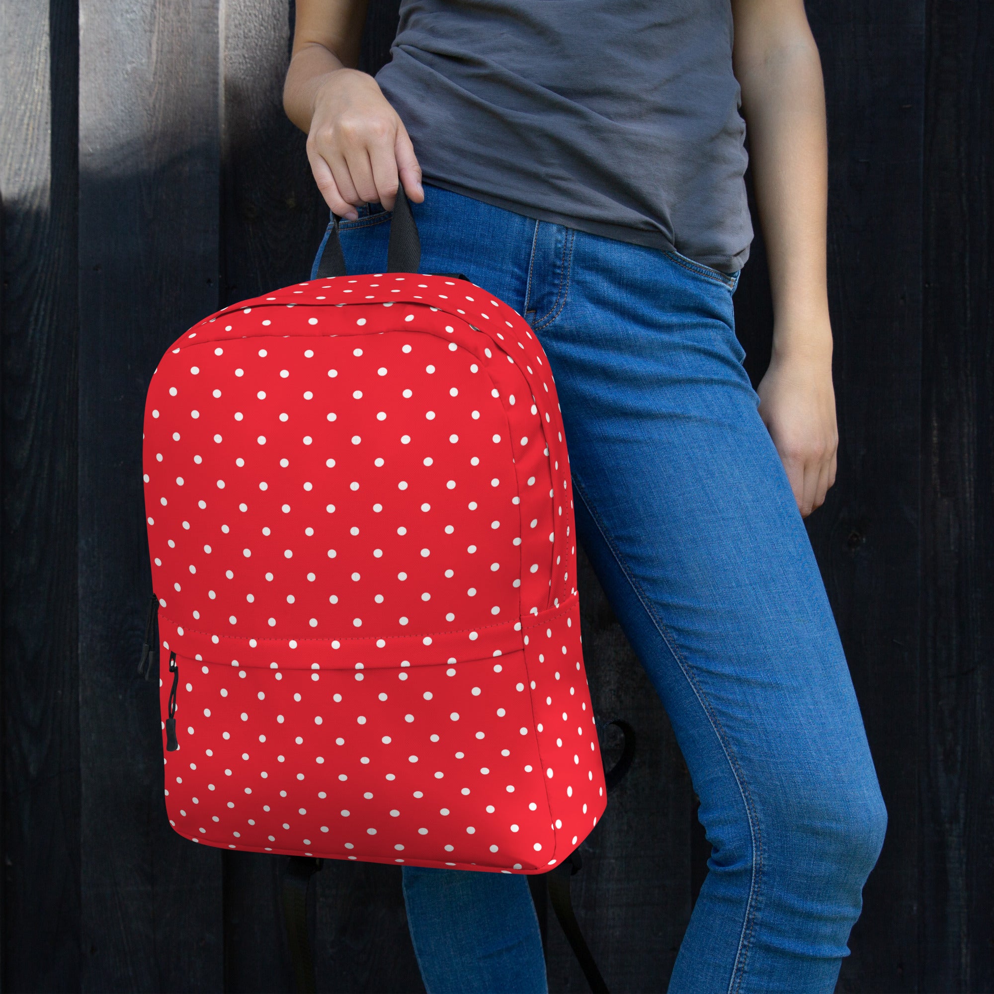 Classic Vintage Red and White Polka Dot Backpack Bag