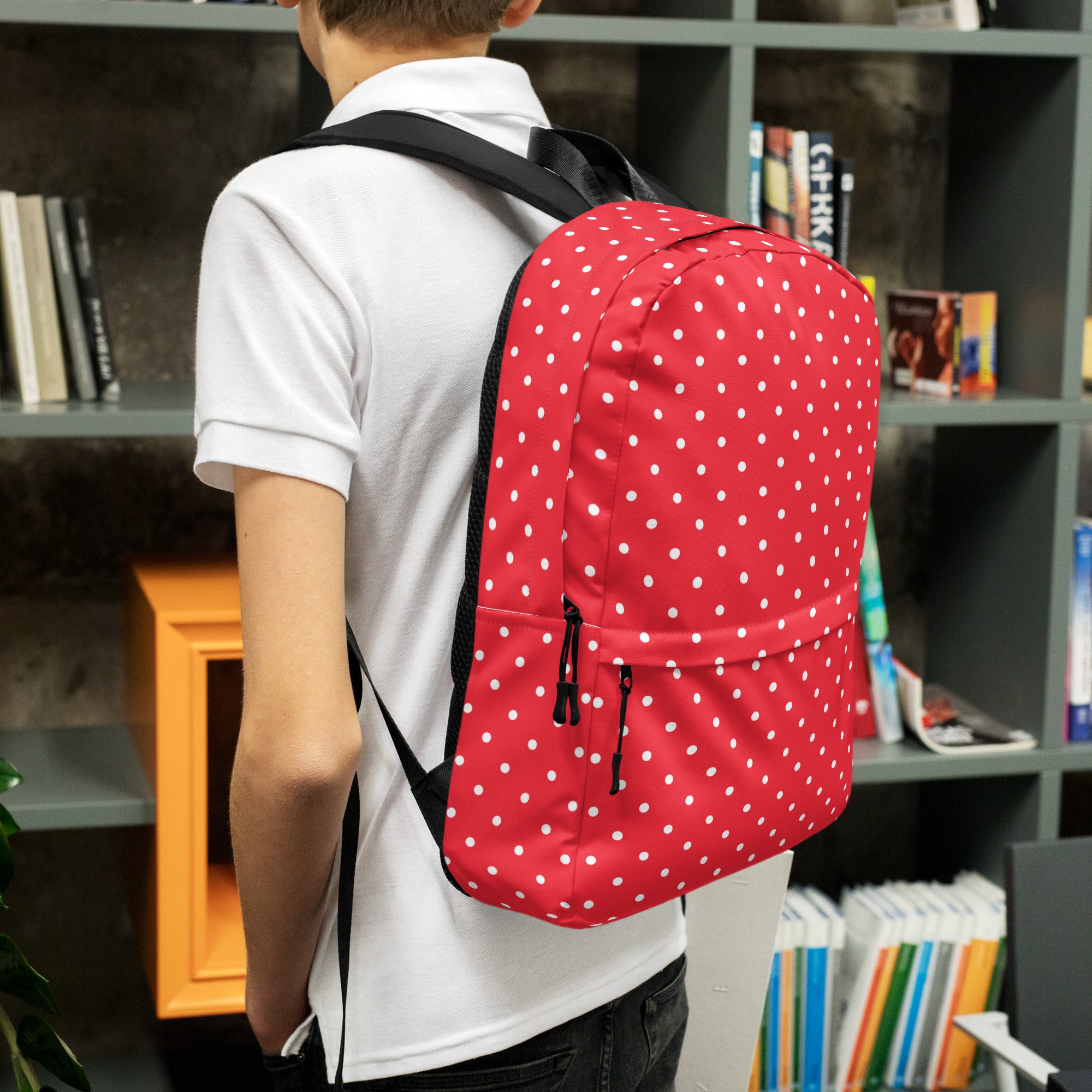Classic Vintage Red and White Polka Dot Backpack Bag