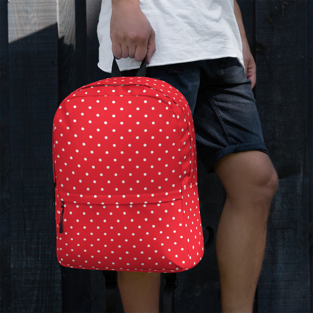 Classic Vintage Red and White Polka Dot Backpack Bag