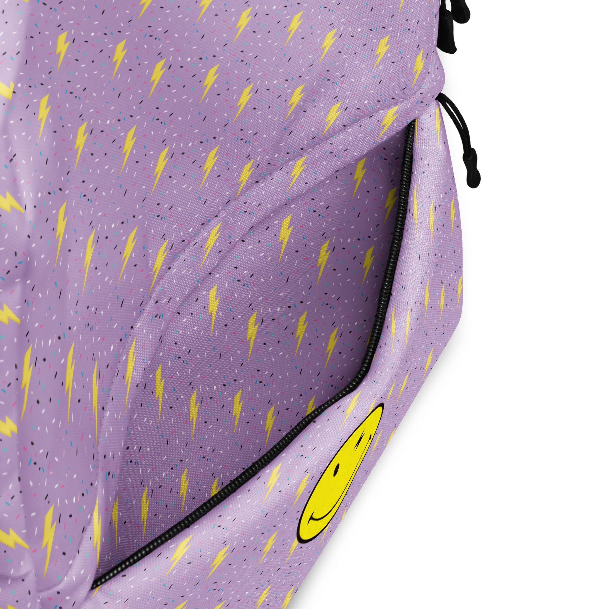 Preppy Smiley Face Lightning Bolts Purple Backpack