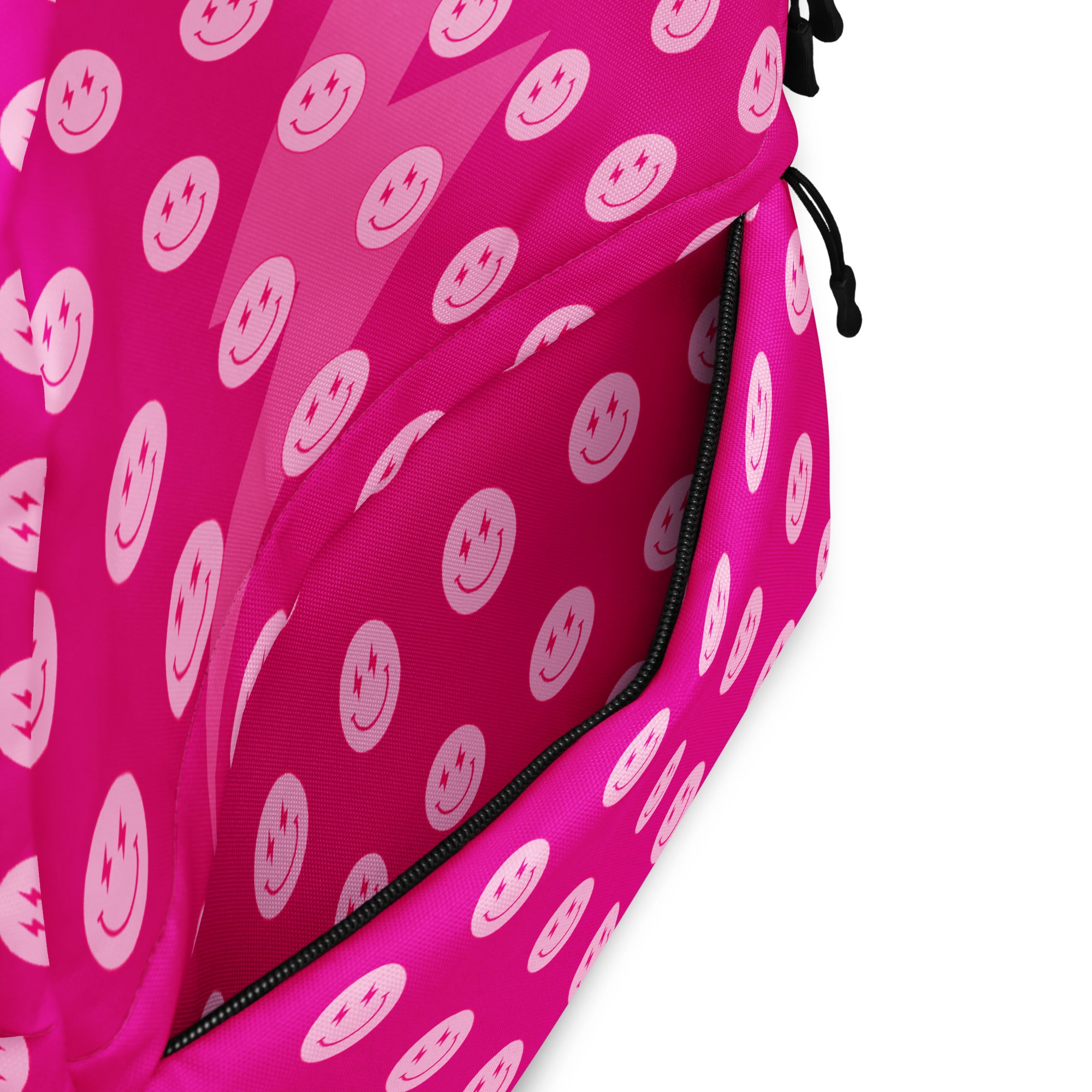 Preppy Pink Smiley Face Lightning Bolt Backpack