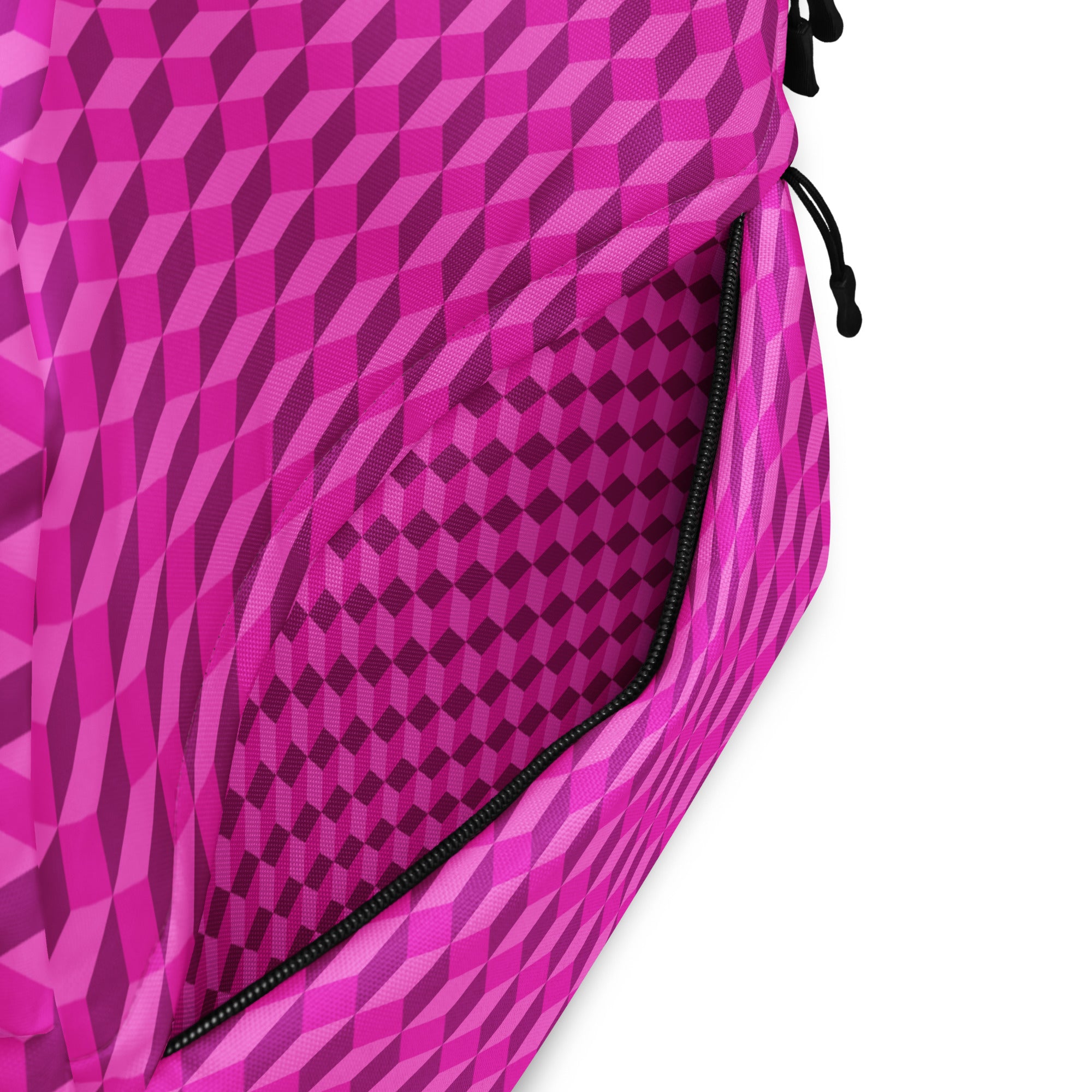 3d Geometric Cubes Optical illusion Preppy Pink Backpack