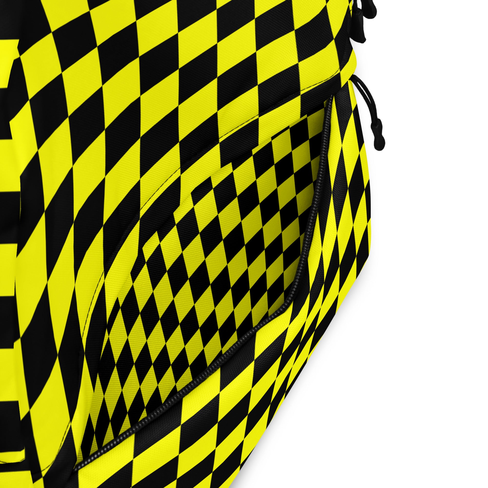 Preppy Yellow and Black Aesthetic Checkered Print Backpack