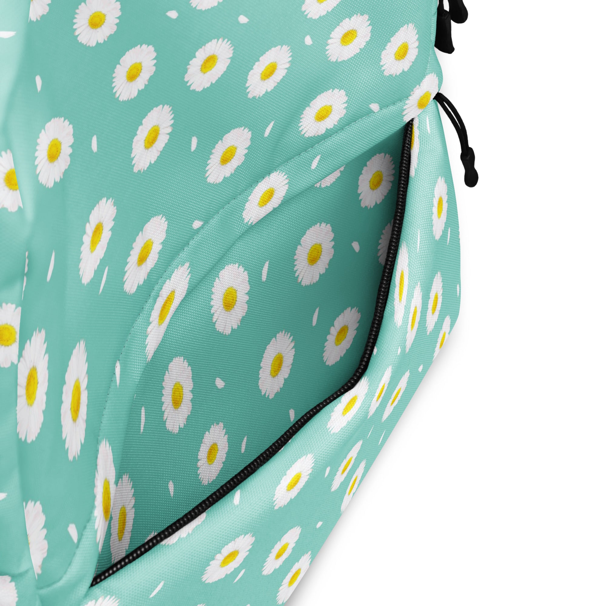 White Daisy Flower Pattern Pastel Blue Summer Backpack