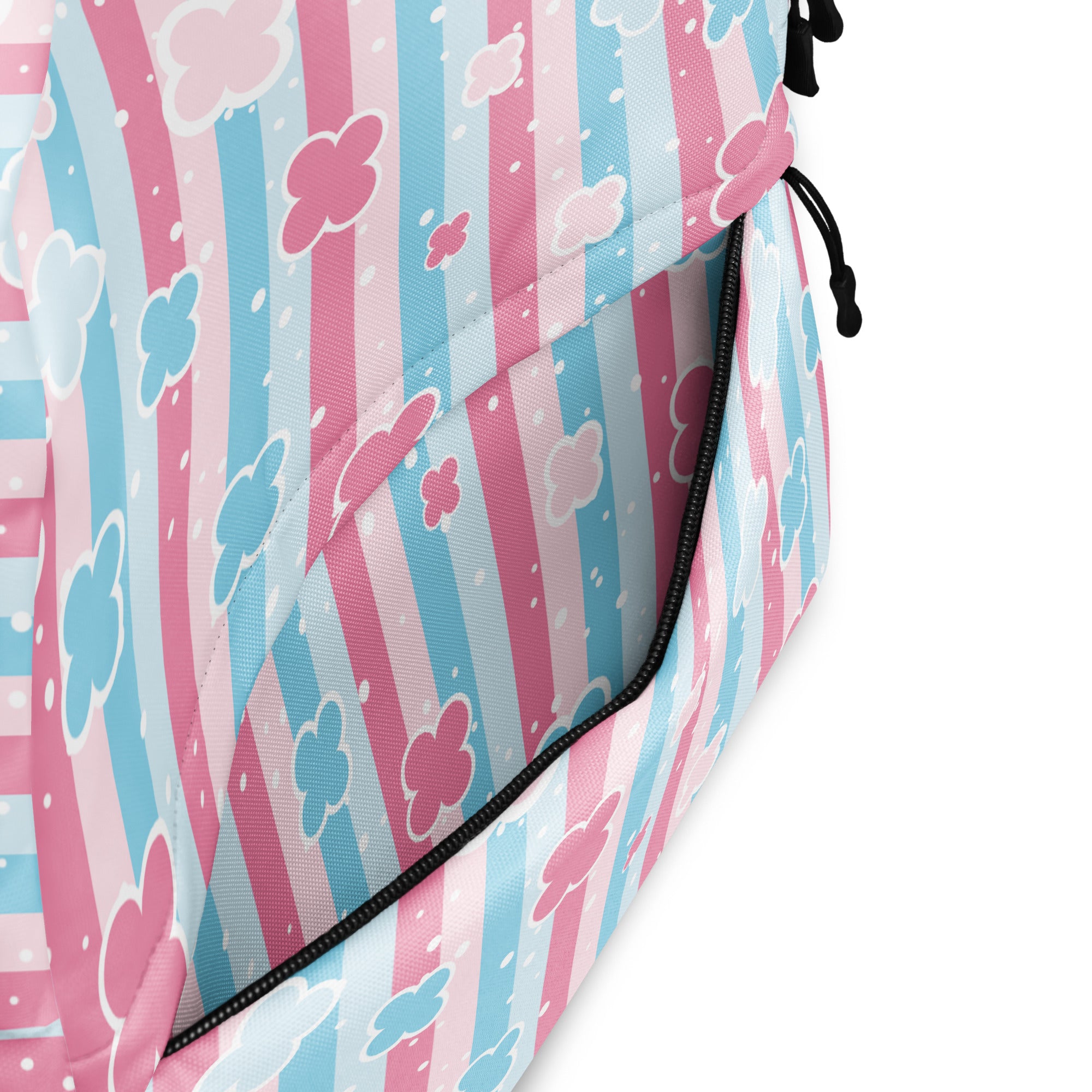 Preppy Cute Pastel Pink & Blue Flower Style Stripes Backpack for Girls