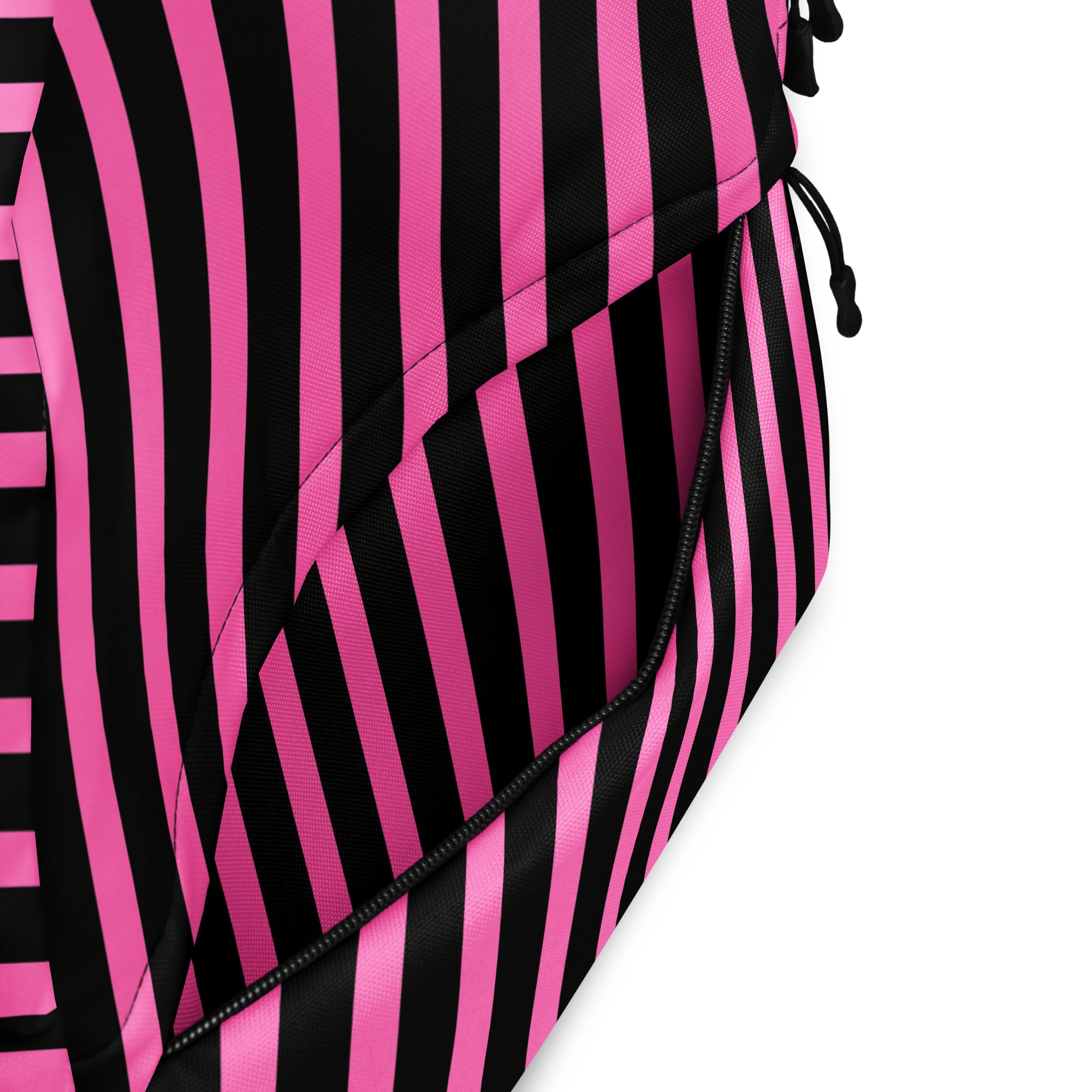 Pink & Black Vertical Striped Fashionable Women's Backpack