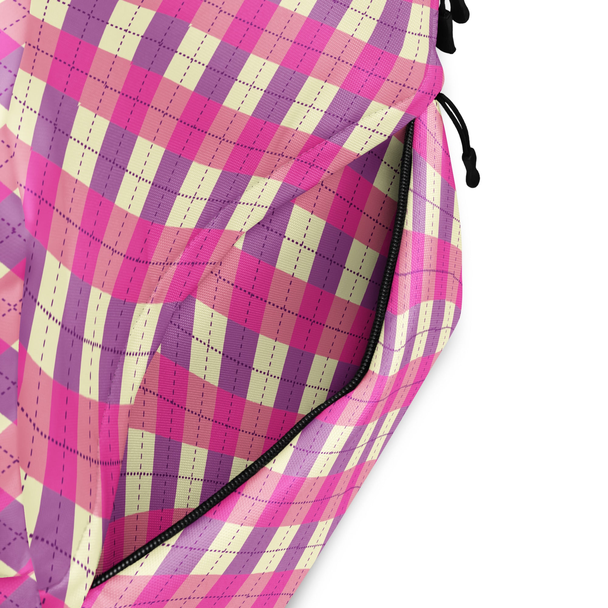 Preppy Pink & Purple Gingham Plaid Aesthetic Backpack