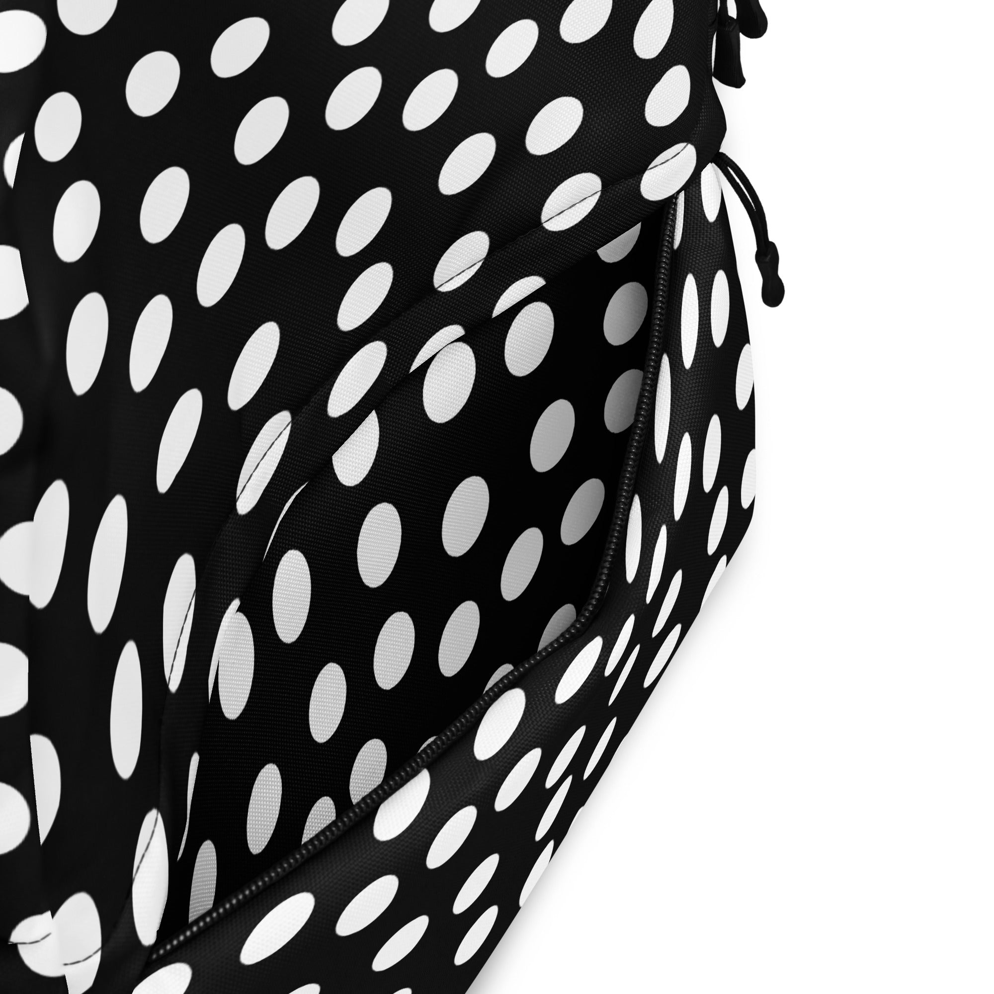 Vintage Preppy Style Black Backpack with White Polka dots