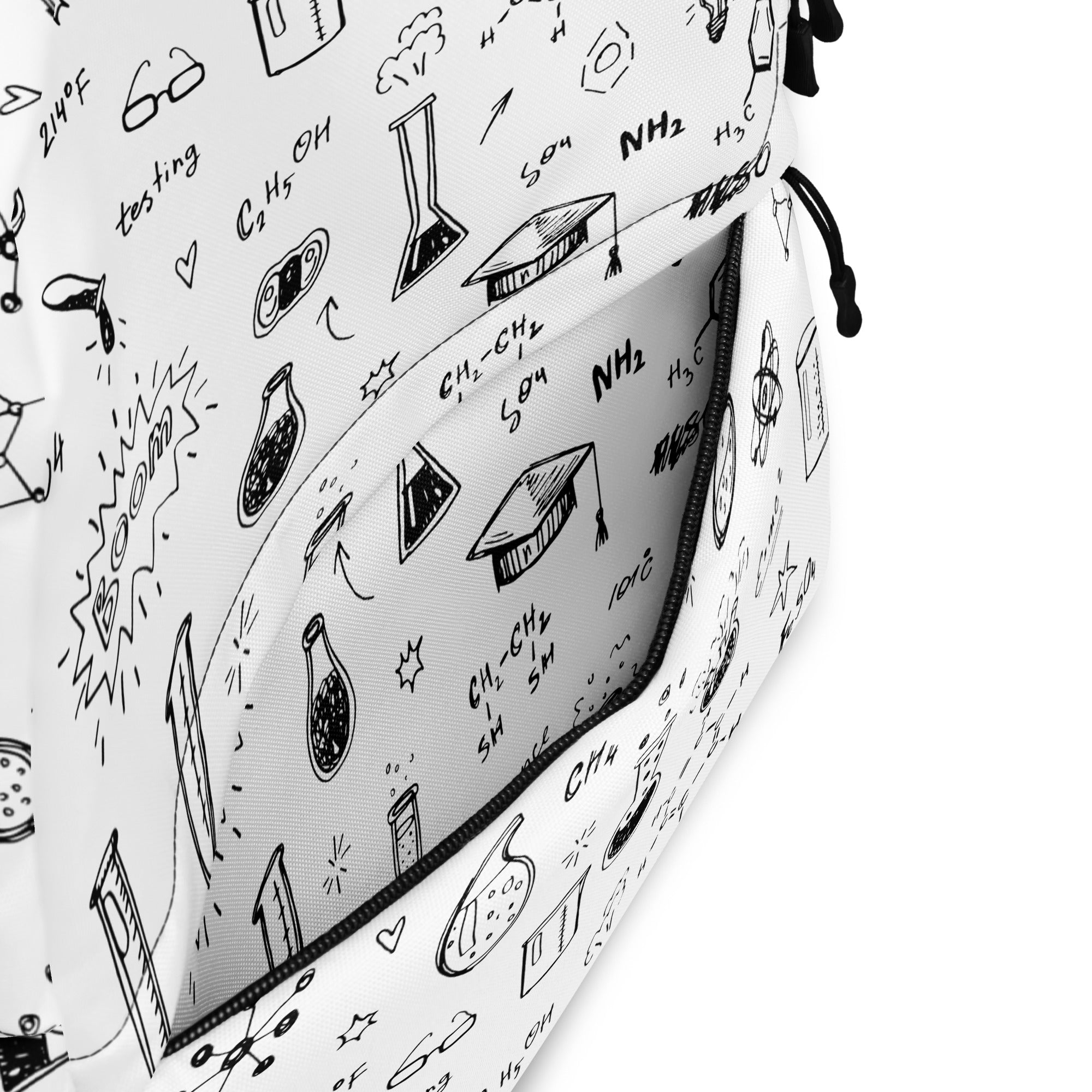 Chemistry Themed Handmade Doodles Offwhite Backpack for School