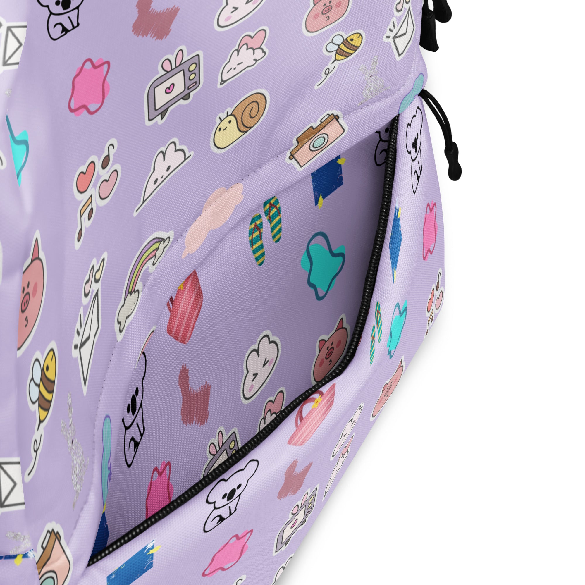 Preppy Cute Pins Print Purple Back to School Backpack for Girls