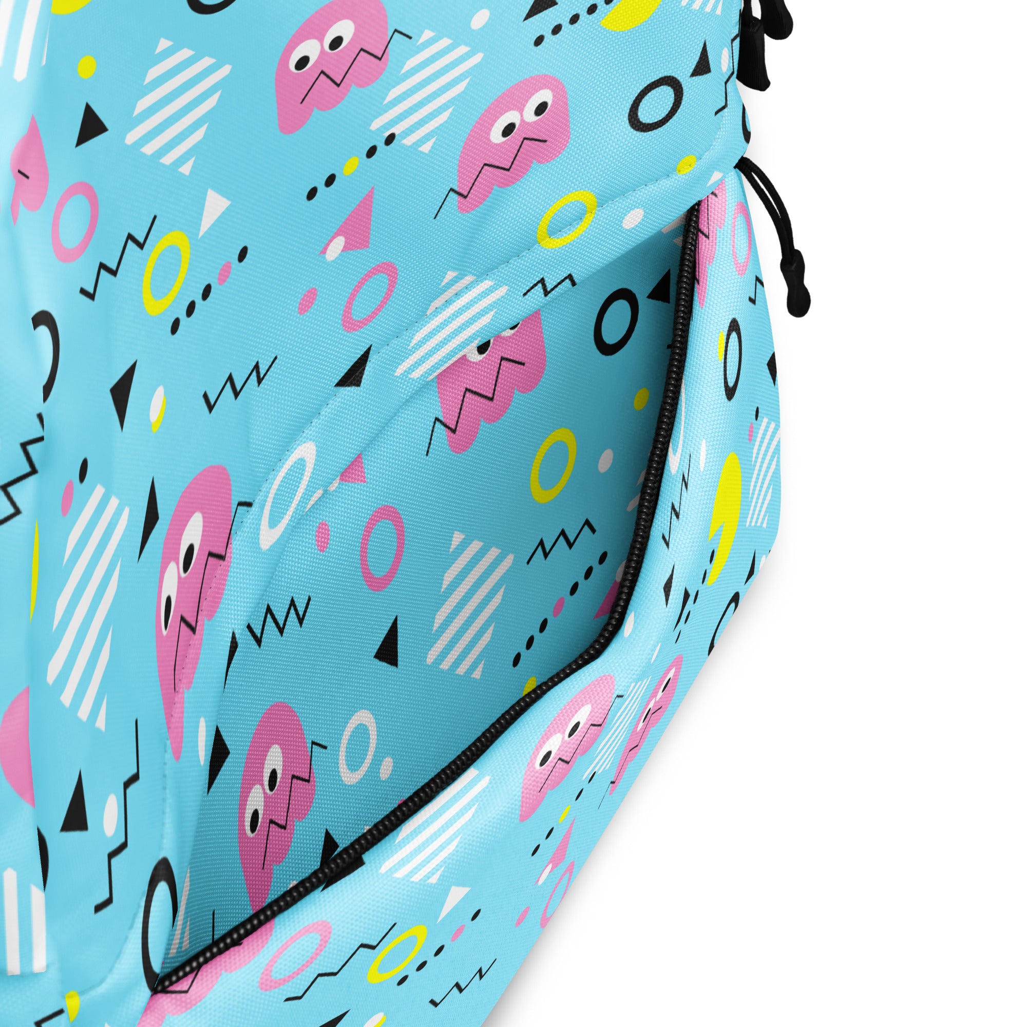 Preppy Vintage Blue Pacman & Ghosts Inspired Print Backpack