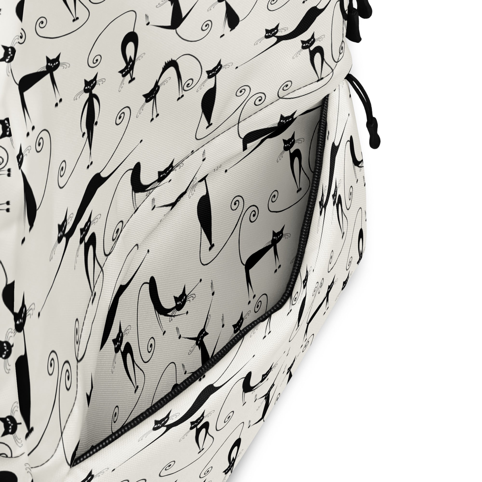 Cute Stretching Yoga Cat Print Off White Ladies Backpack Bag