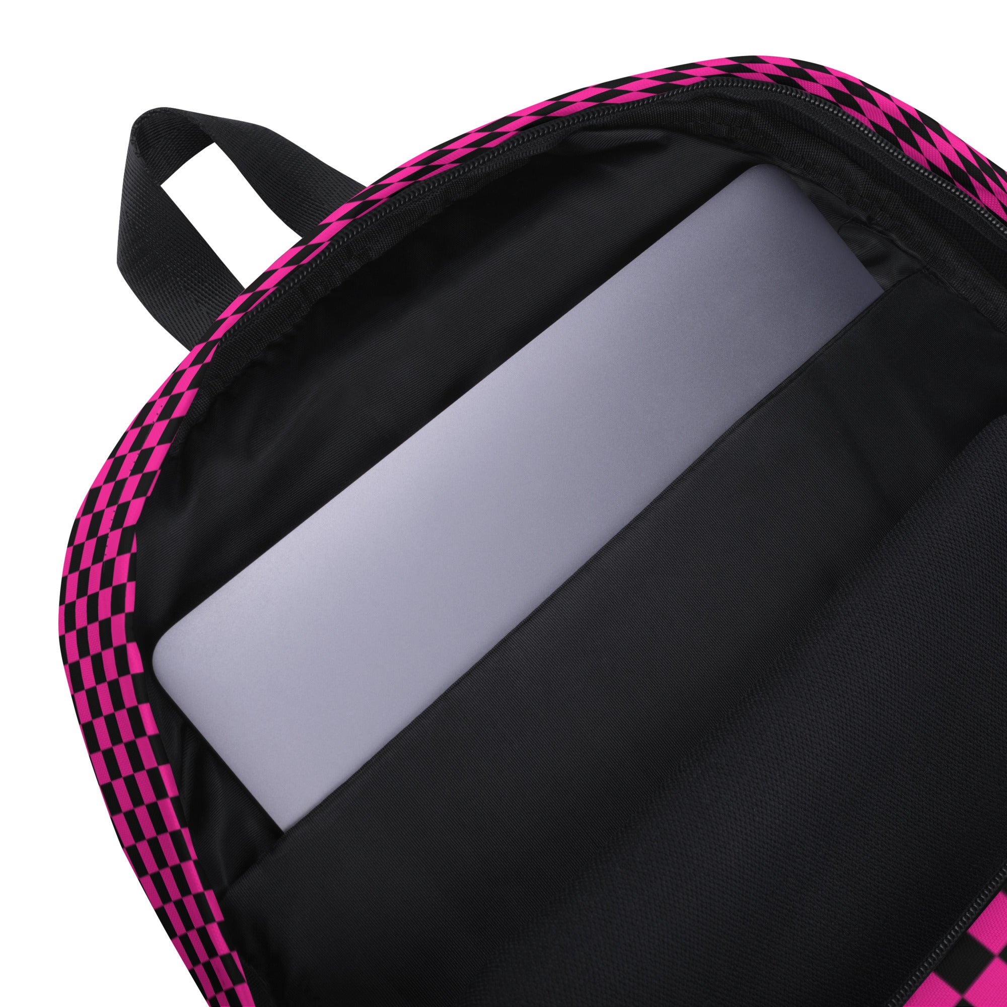 Preppy Pink Aesthetic Checkered Print Backpack