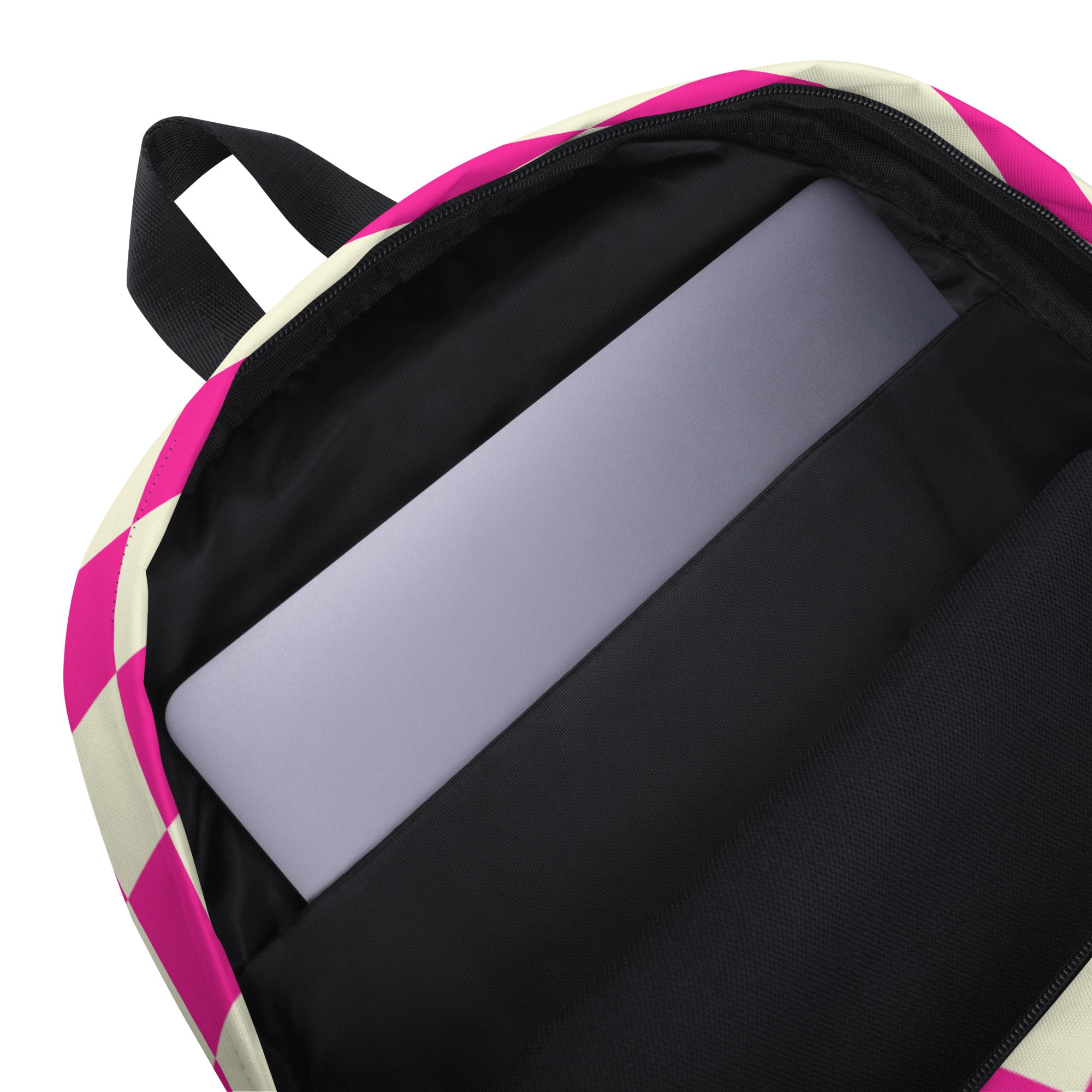 Preppy Style Pink Checkered School Backpack