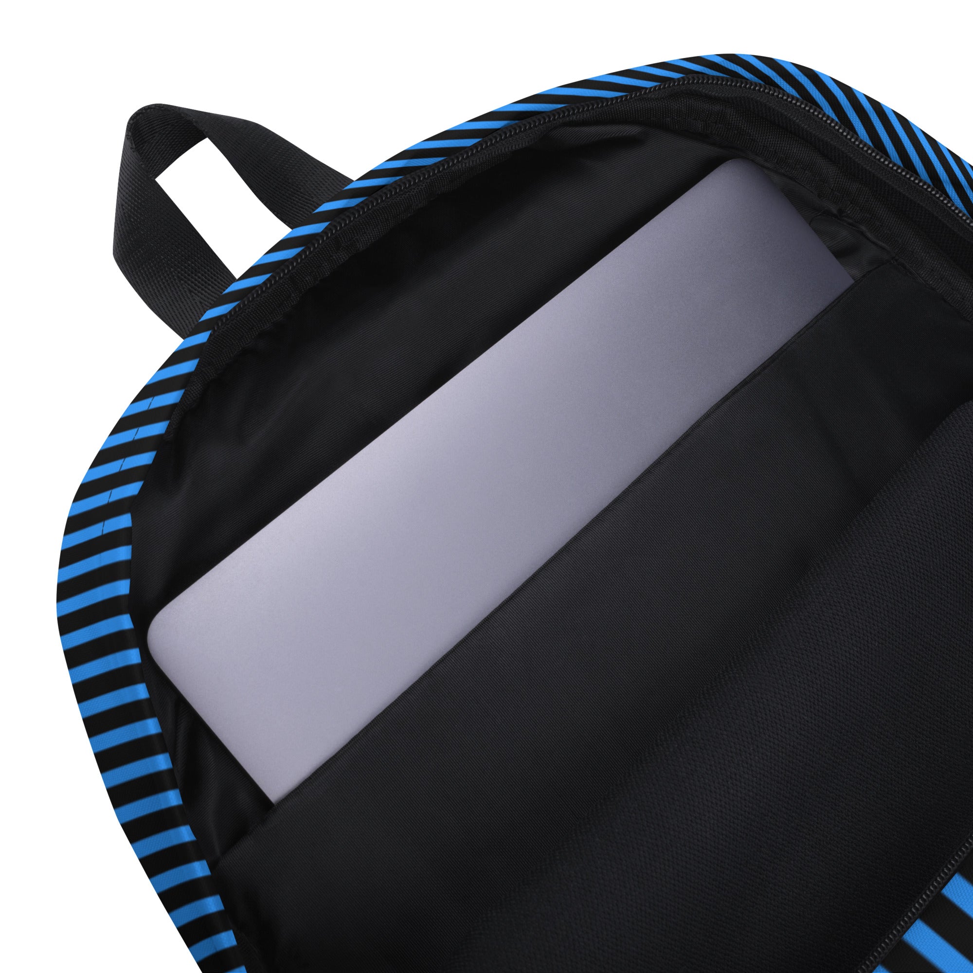 Minimal Black Stripes with Blue Lines Streaks Trendy Backpack
