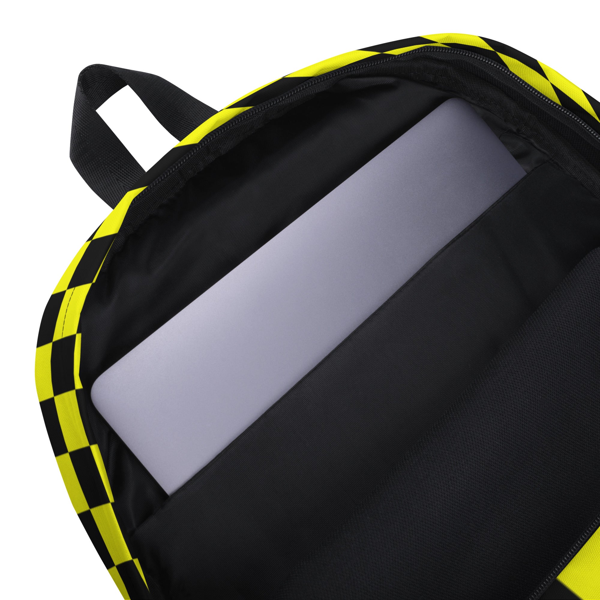 Preppy Yellow and Black Aesthetic Checkered Print Backpack