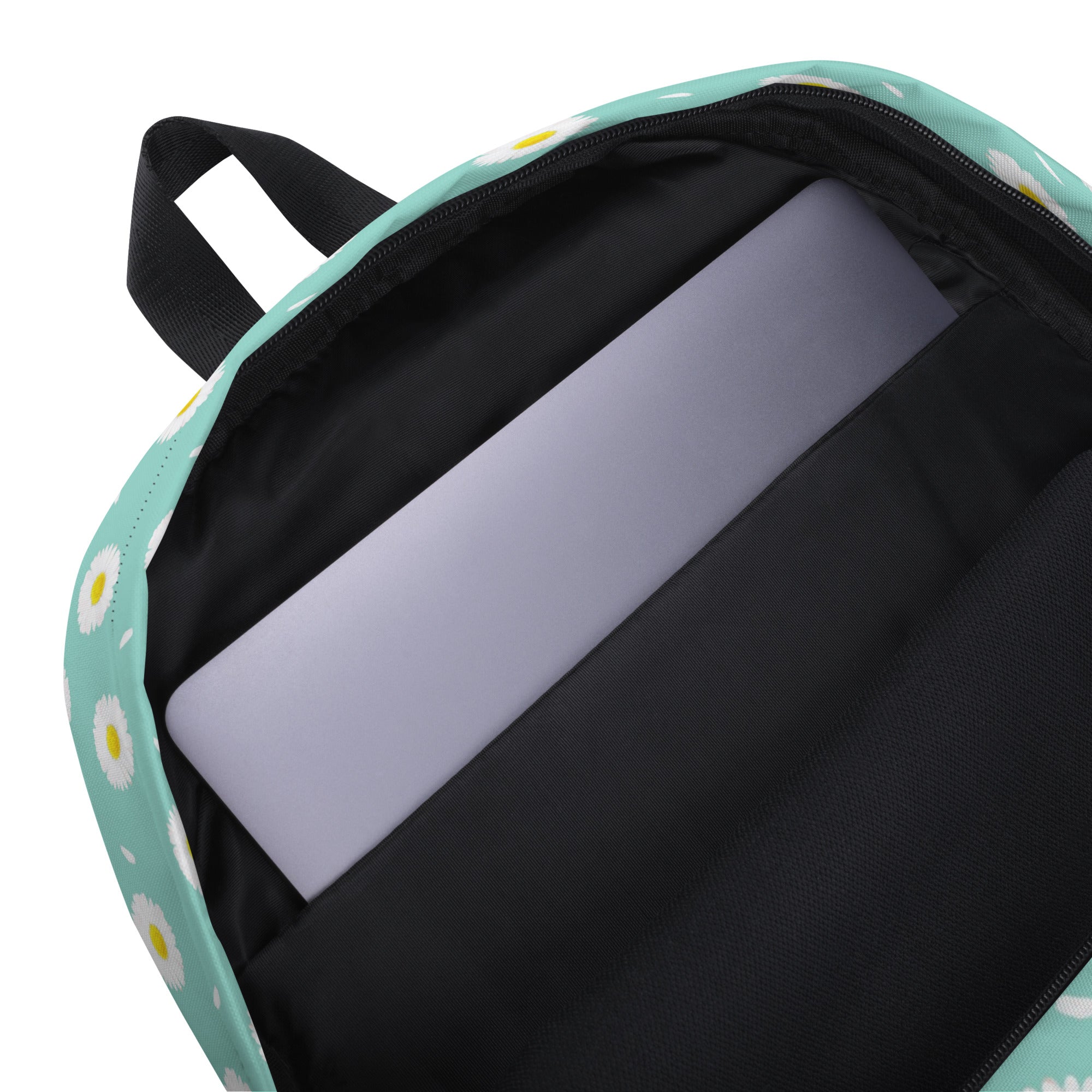 White Daisy Flower Pattern Pastel Blue Summer Backpack