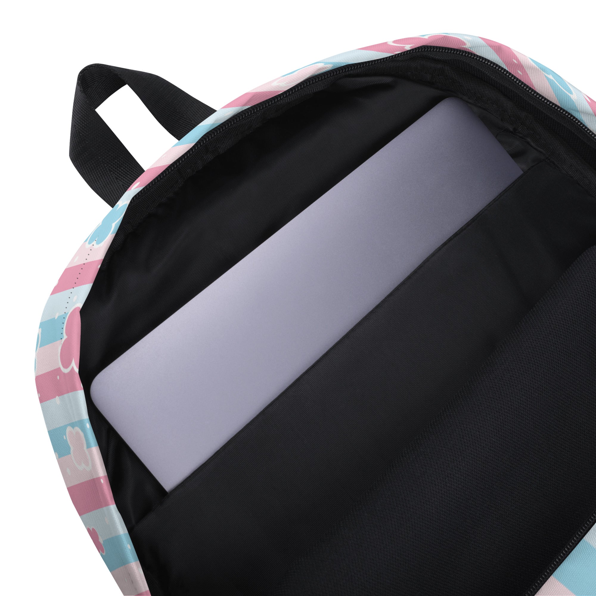 Preppy Cute Pastel Pink & Blue Flower Style Stripes Backpack for Girls