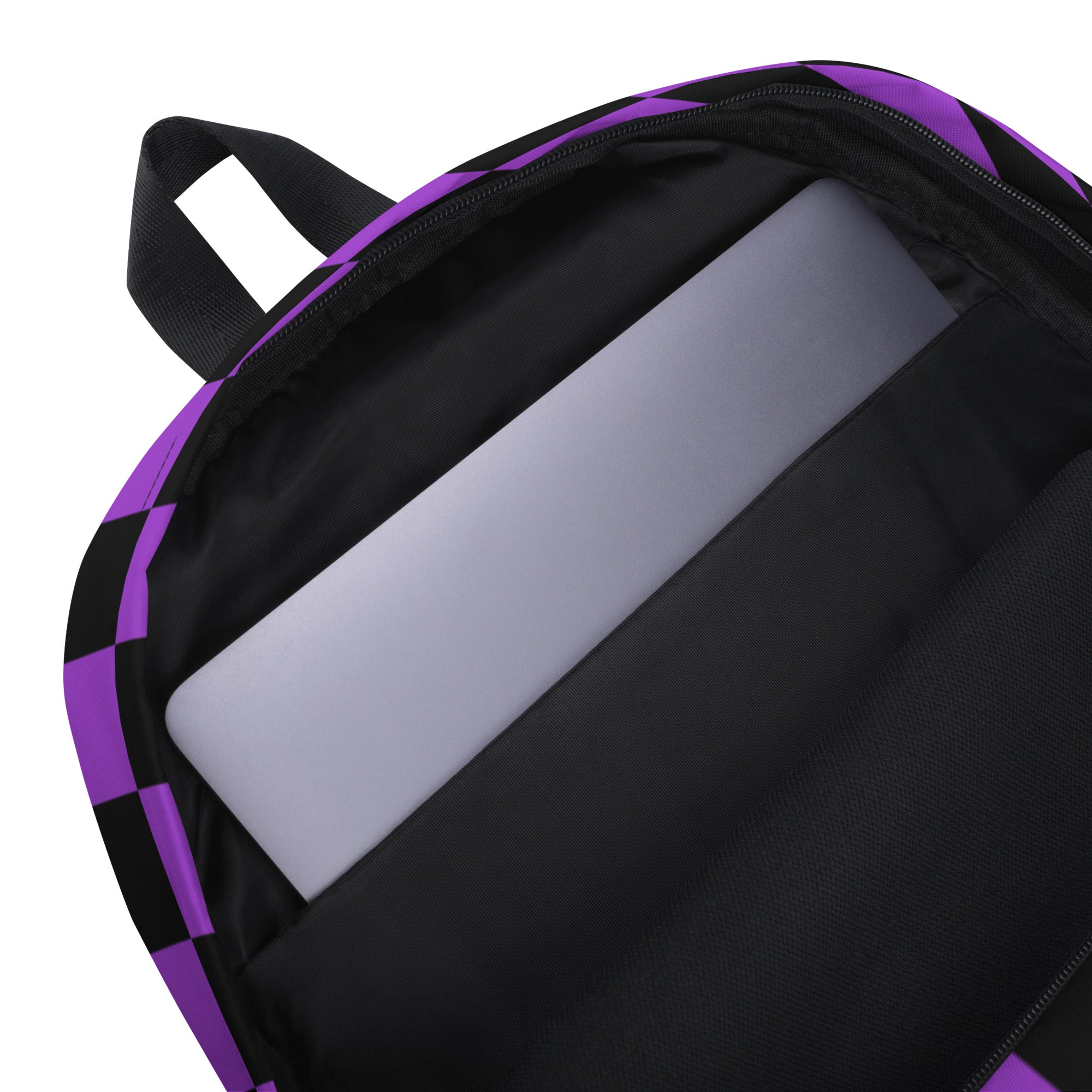 Preppy Purple Checkered Backpack for School & Travel