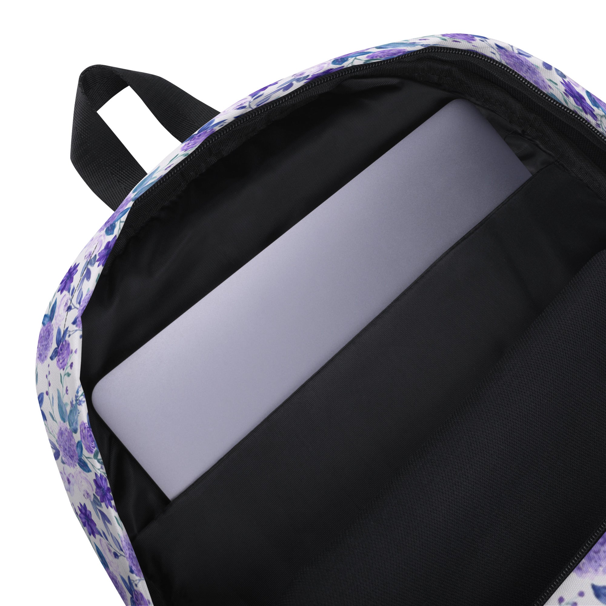 Preppy Purple Floral White Backpack for Women