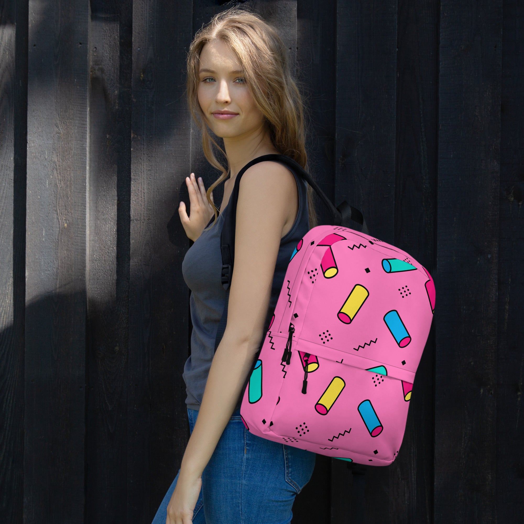 Preppy Memphis Geometric Pattern Backpack for All Ages