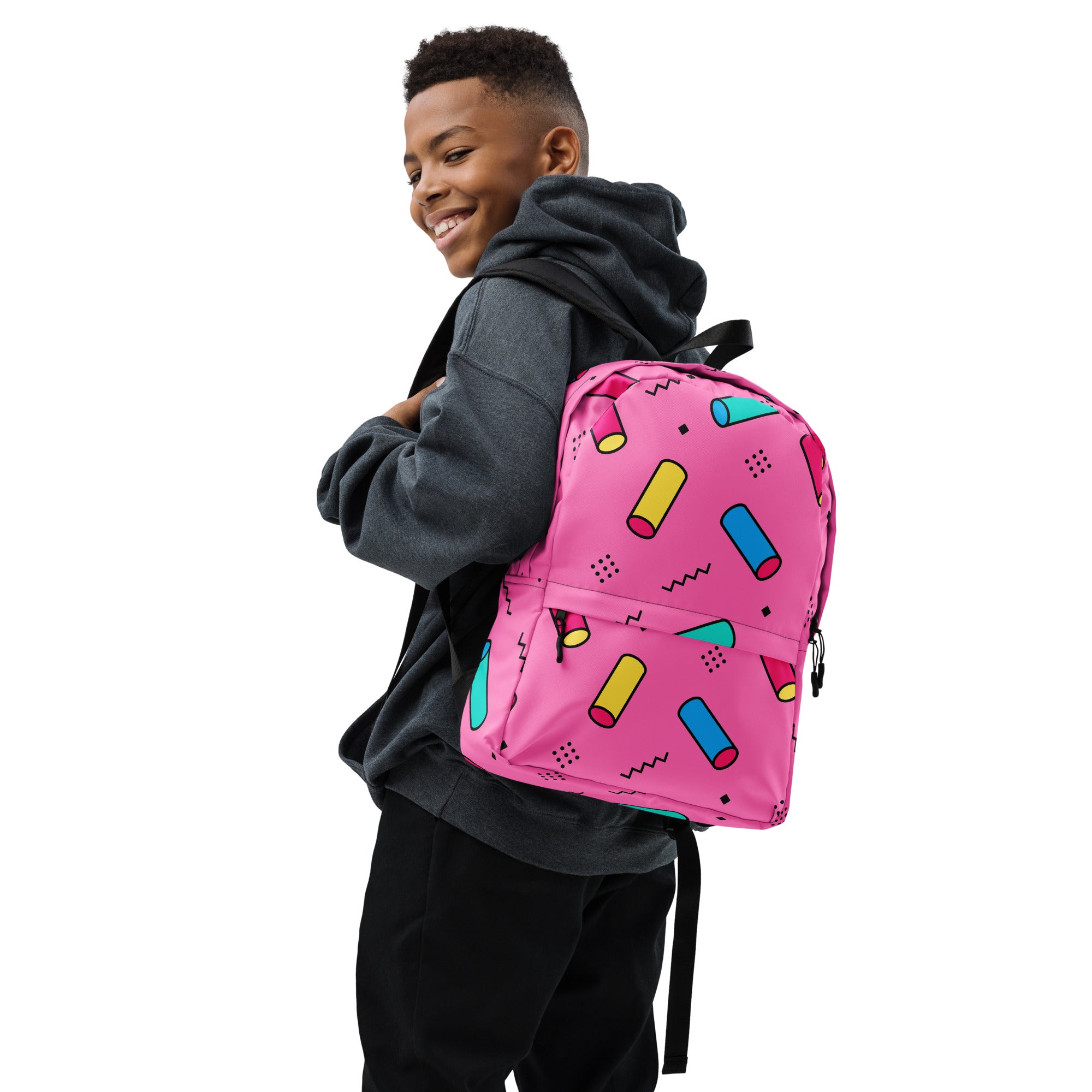 Preppy Memphis Geometric Pattern Backpack for All Ages