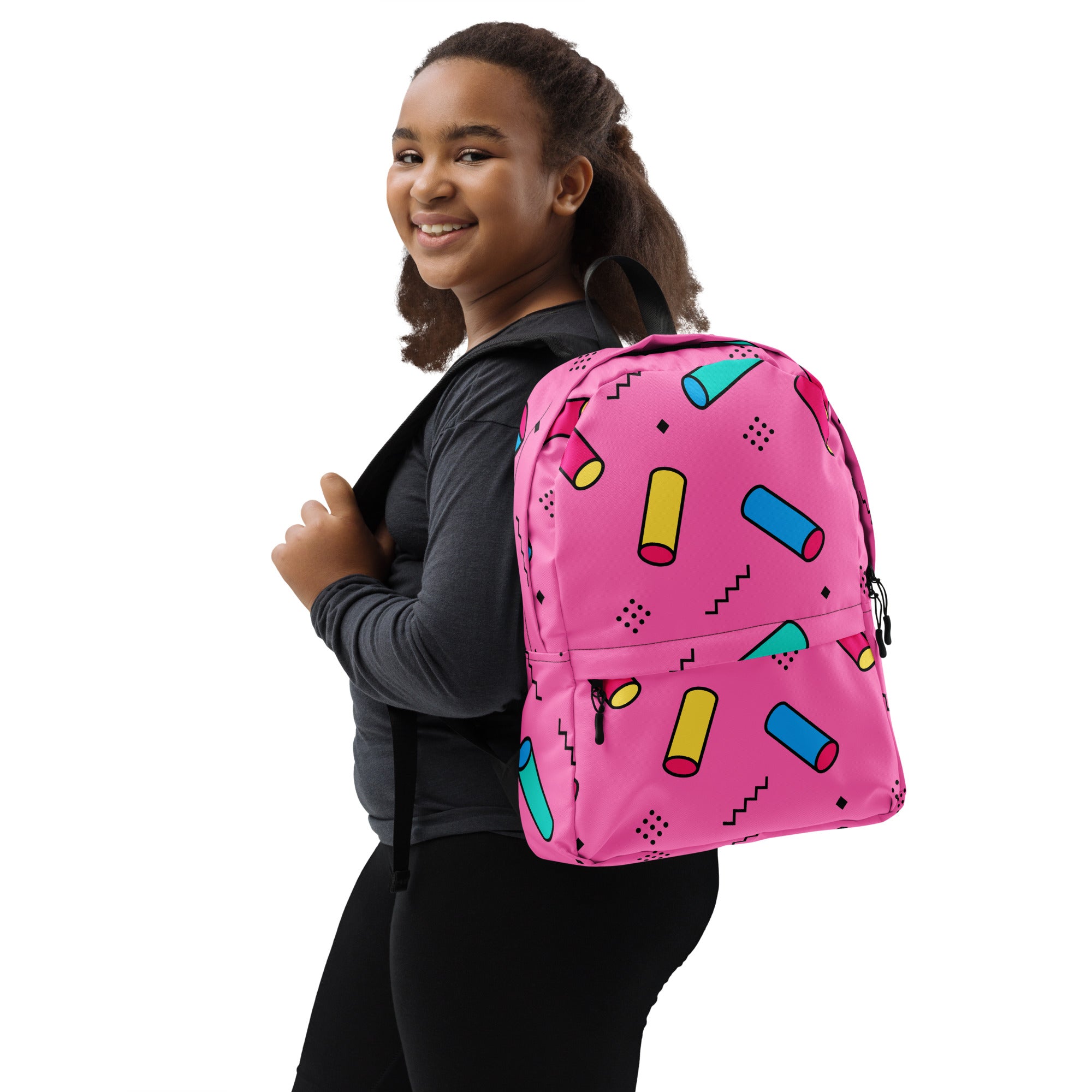 Preppy Memphis Geometric Pattern Backpack for All Ages