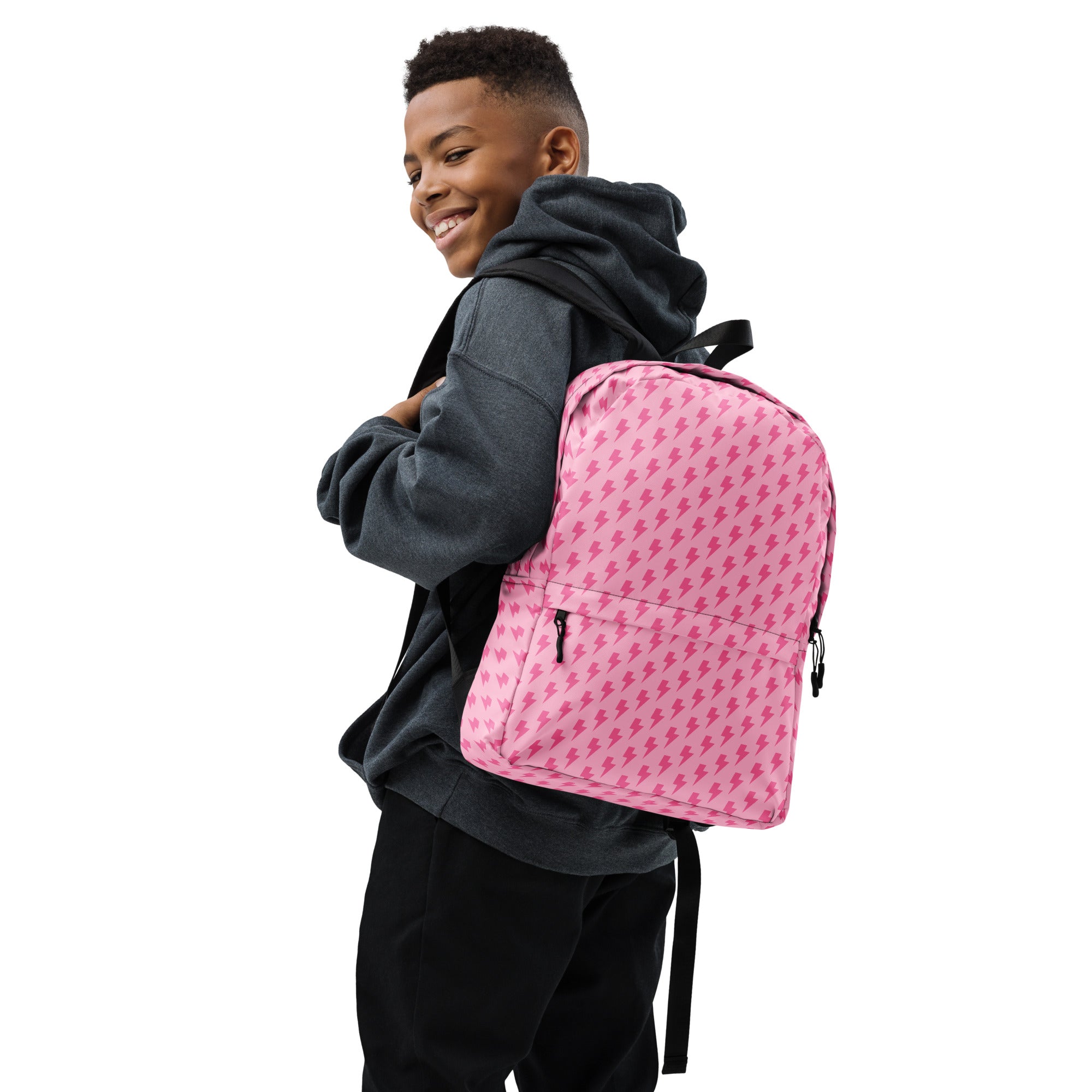 Pink Preppy Aesthetic Lightning Bolts School Backpack