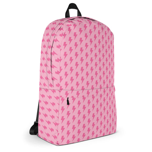 Pink Preppy Aesthetic Lightning Bolts School Backpack